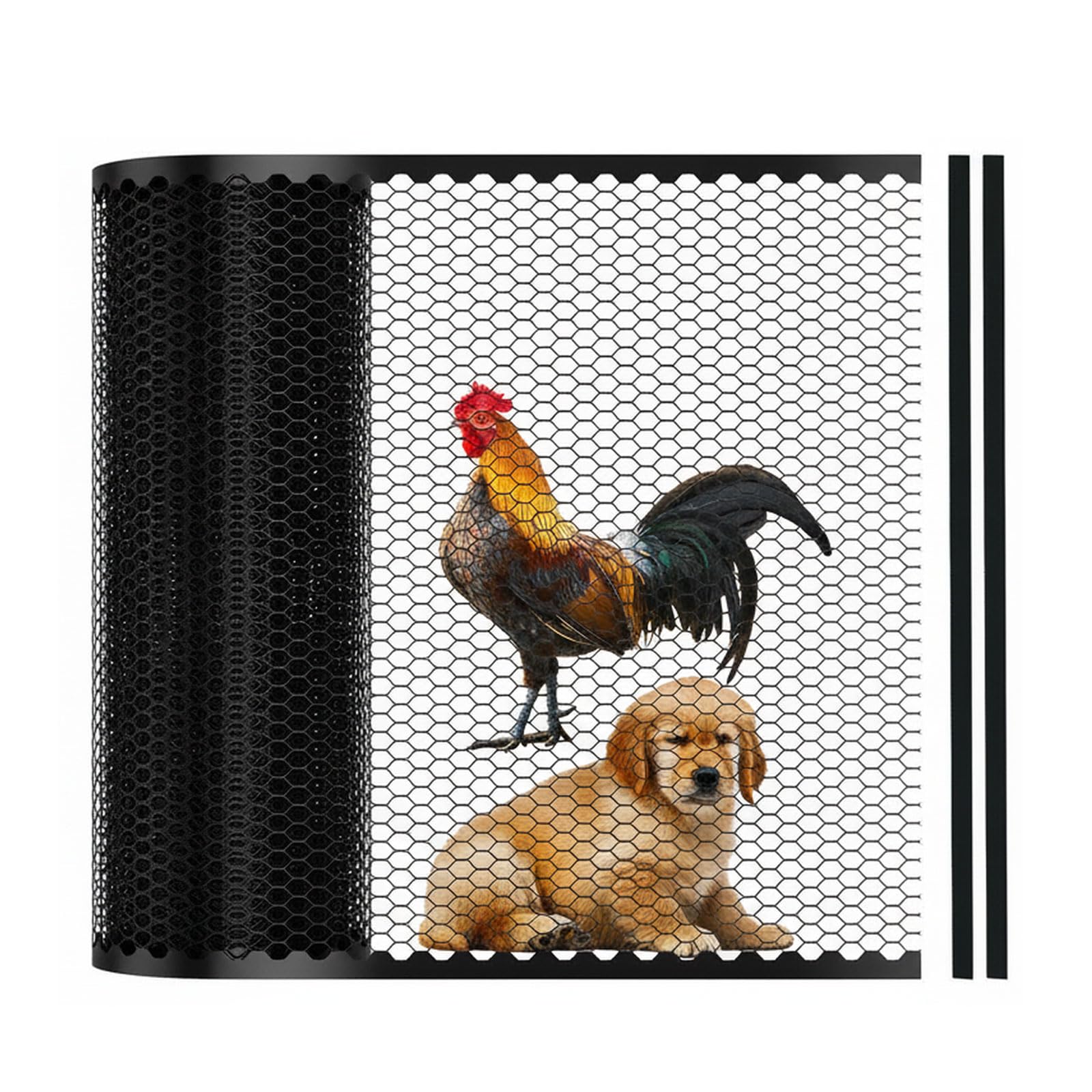 Steckzaun 25m x 100cm, Mobiler Hühnerzaun aus Kunststoff, mit 22 Vierkant-Stützpfählen, Gartenzaun zum Einstecken, Begrenzungszaun für Hühner, Hunde, Garten, Haus, Hof – Schwarz