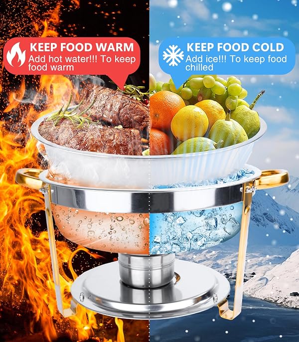 Beviliu 6QT Chafing Dishes for Buffet, Warming Trays for Buffets Party, 2 Pack 6QT Food Warmers for Parties Buffet, Catering Supplies Buffet Display Chafing Dish for Parties by Beviliu - Image 4