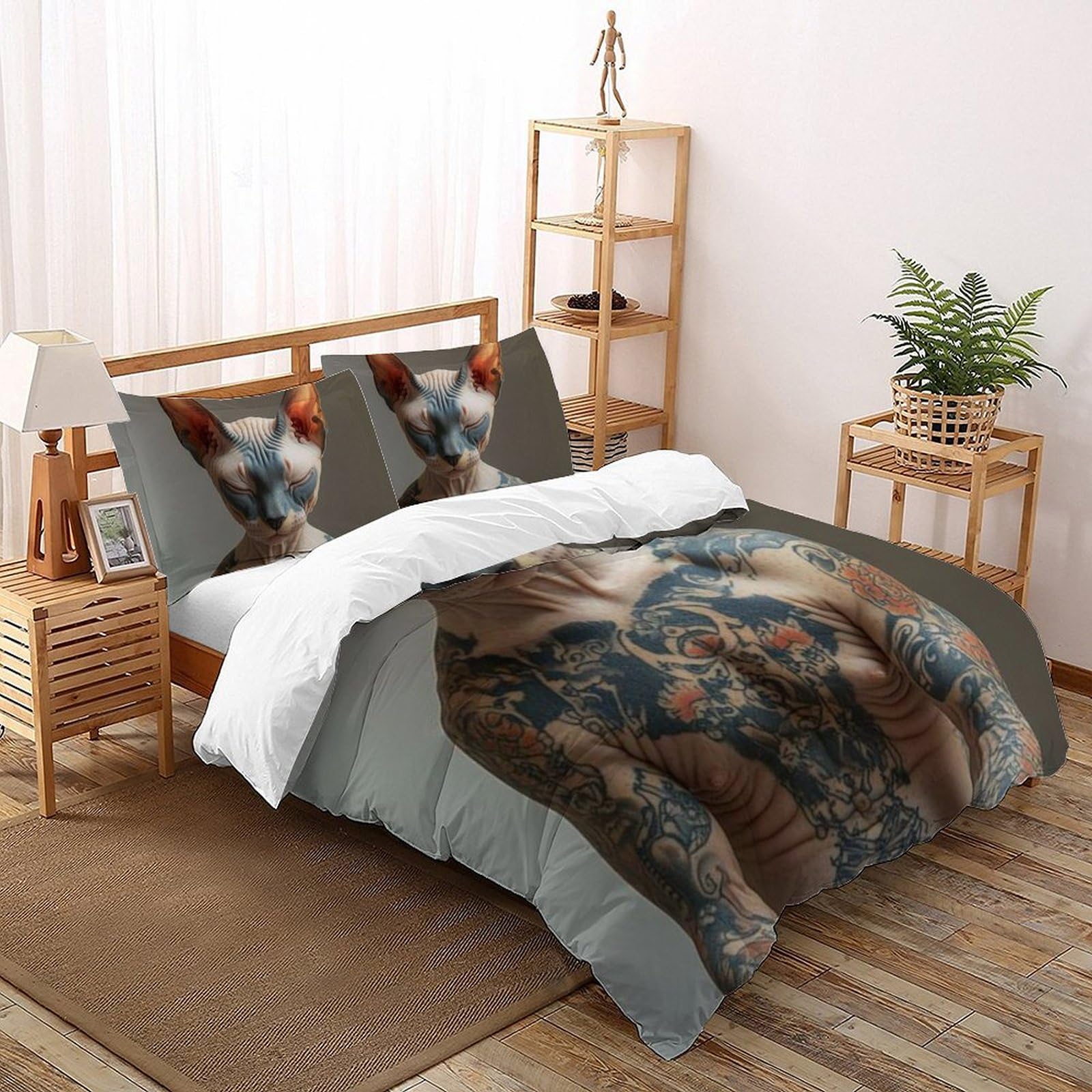 Housse de couette 260x220 animaux land en microfbre avec 2 taies d'oreiller