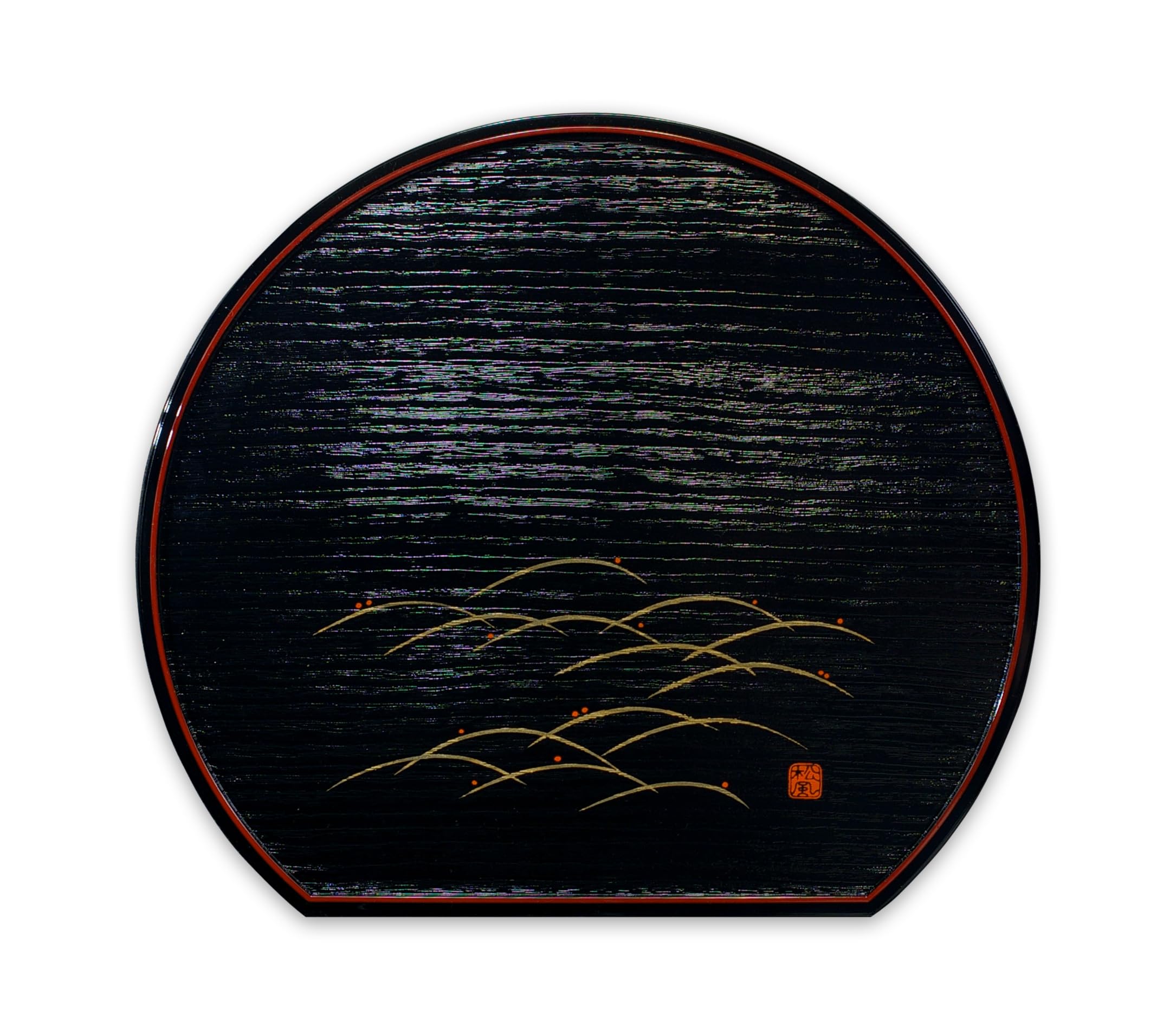 Kishu Half-Moon Tray, Perch Grass Design