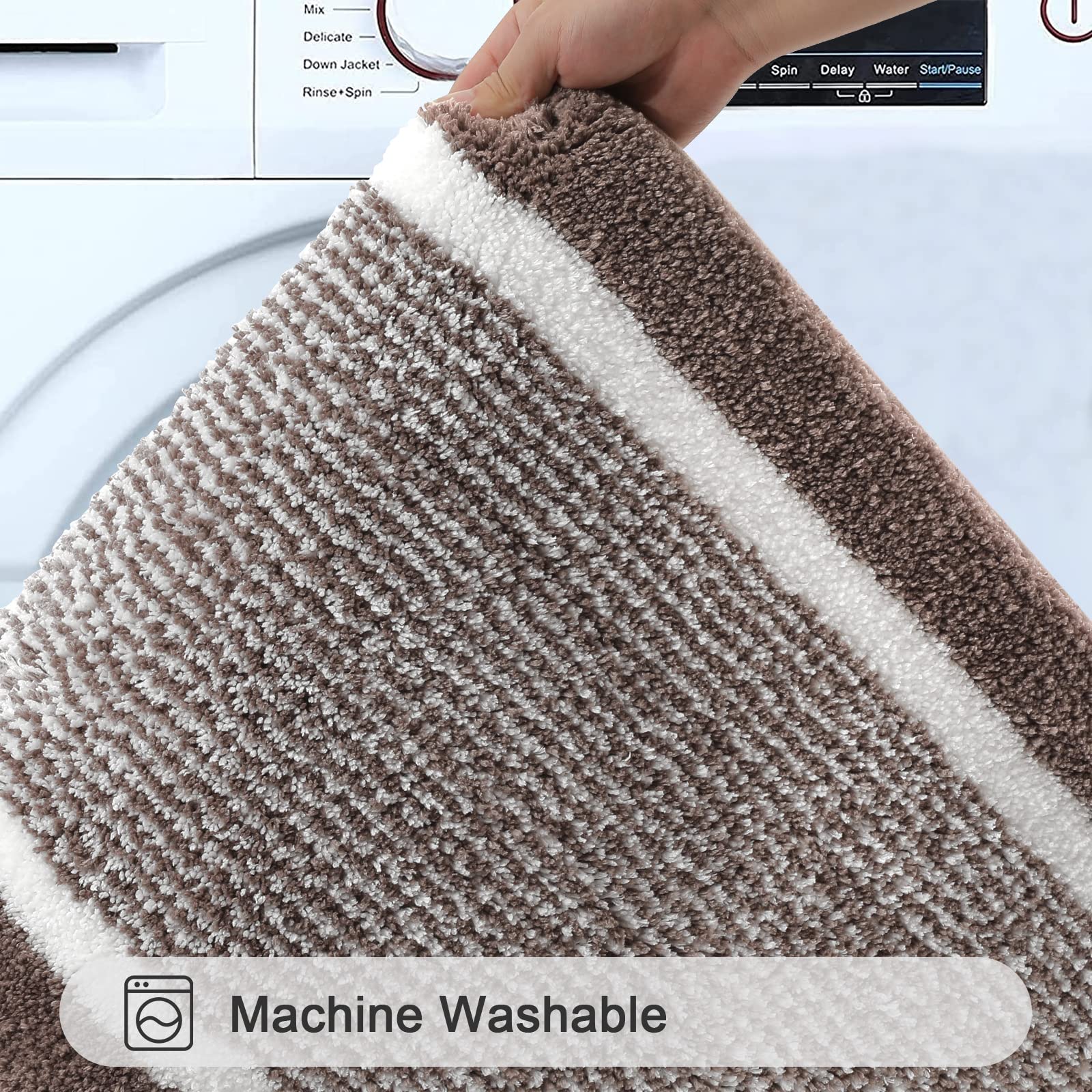 UHOUSEST Lot 3 Tapis Bain Chenille Absorbants - Antidérapants, Lavables Machine, 1cm Épaisseur (Blanc)