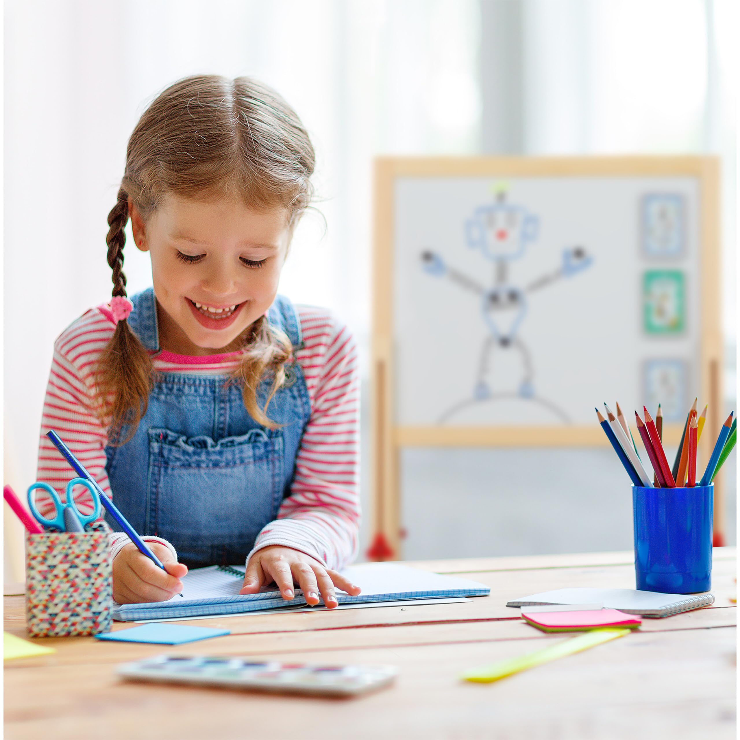 Relaxdays Lavagnetta per Bambini, Regolabile in Altezza & Magnetica in Legno, con Gesso, 81-104x45x42 cm, Legno Naturale
