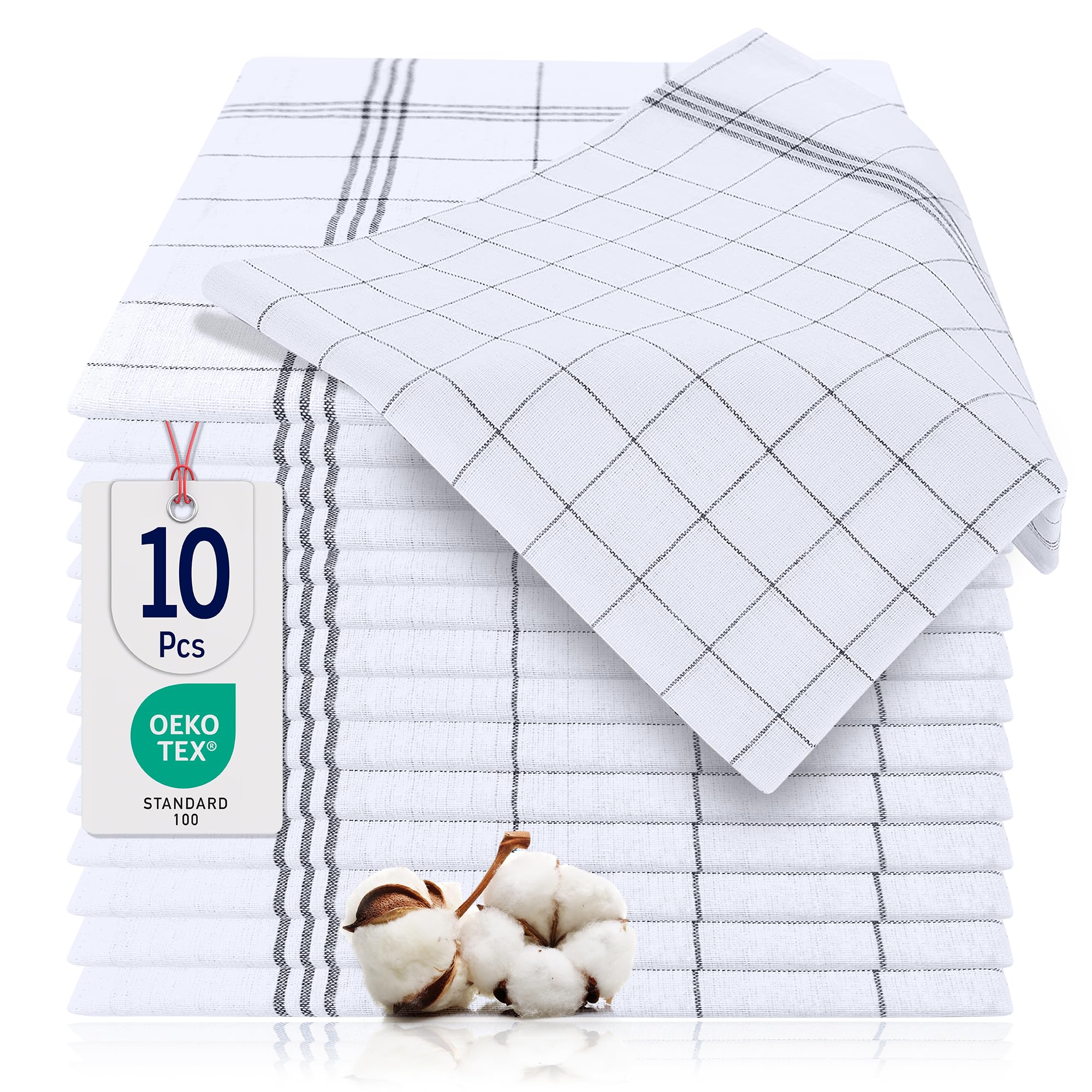 BARBONS Geschirrtücher 10er Set - Baumwolle 50x70 cm - Oeko-TEX Zertifiziert - Küchentextiliensets Trockentücher Küchenhandtücher Küchentücher Geschirrhandtücher Waschbar bis 90 C Anthrazit