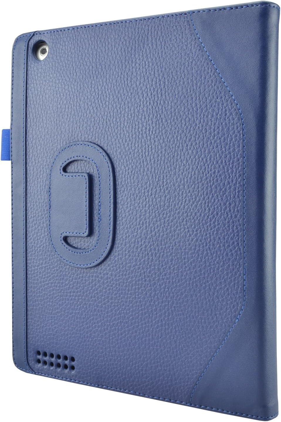 SKINNY Genuine Leather Stand Hand Strap Case (DESIGNO Series Navy Blue) for Apple iPad 2, Apple iPad 3 (3rd Generation), and iPad 4 (4th Generation)