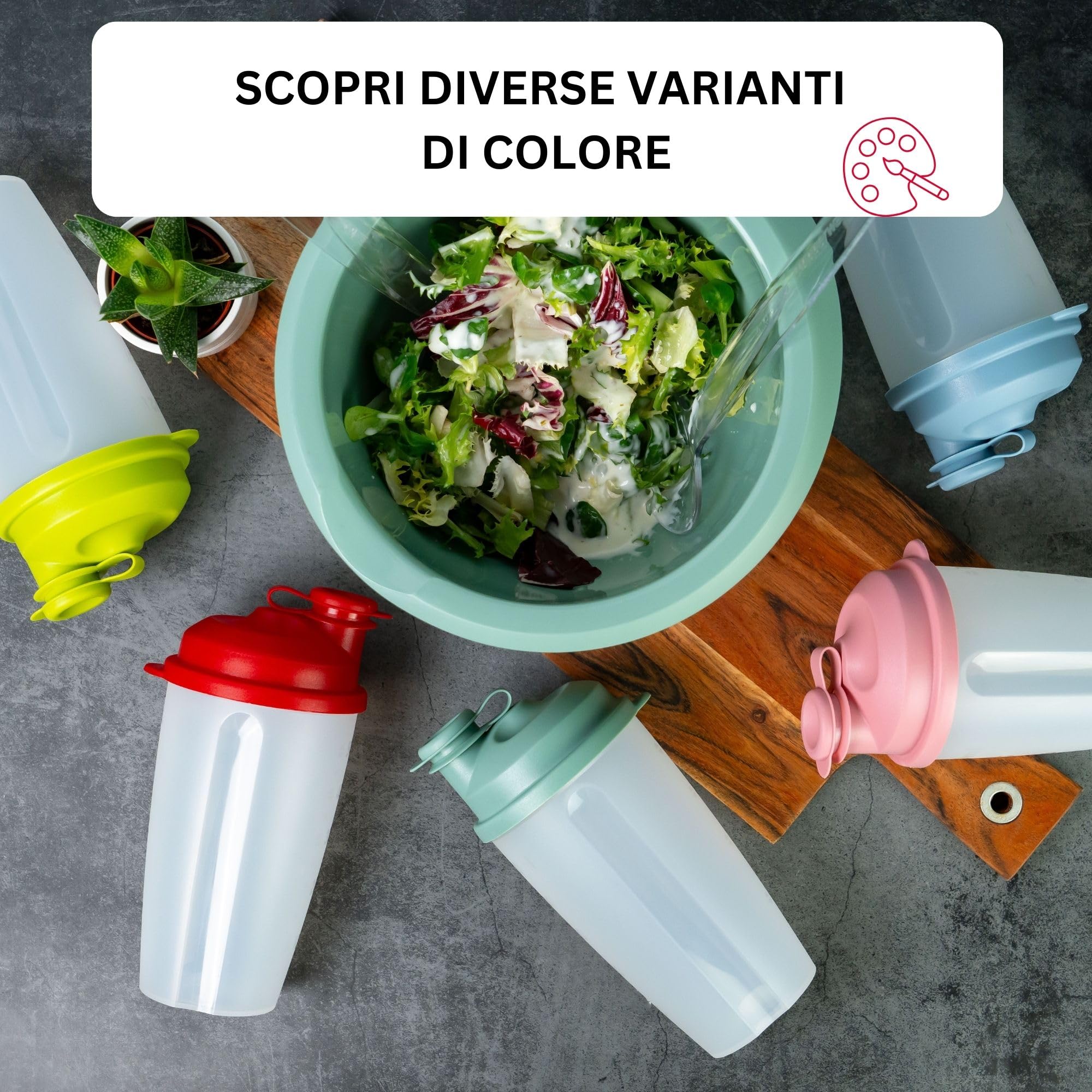 Westmark Shaker per Condimenti con Scala Graduata, Disco Rimovibile e Bocchetta Richiudibile, Capacità 0.5 L, Plastica, Senza BPA, Mixery, Colore Traslucido e Blu, 2435227B