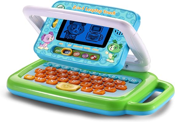 LeapFrog 2 in 1 LeapTop Touch Laptop, Green, Learning Tablet for Kids with 10 Modes of Play, Kids Laptop with Letters, Numbers, Vocabulary and Animals, Learning Toy Laptop for Kids Ages 2 Years +