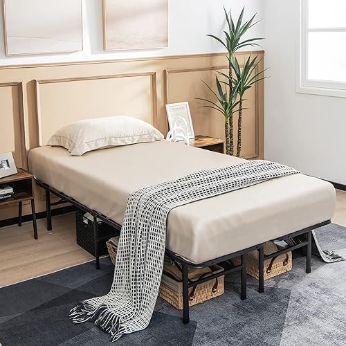 Miniatura 8 de Giantex Base de cama plegable, tamaño Queen/King, base de cama portátil para niños, adolescentes y adultos, montaje sin herramientas, no necesita