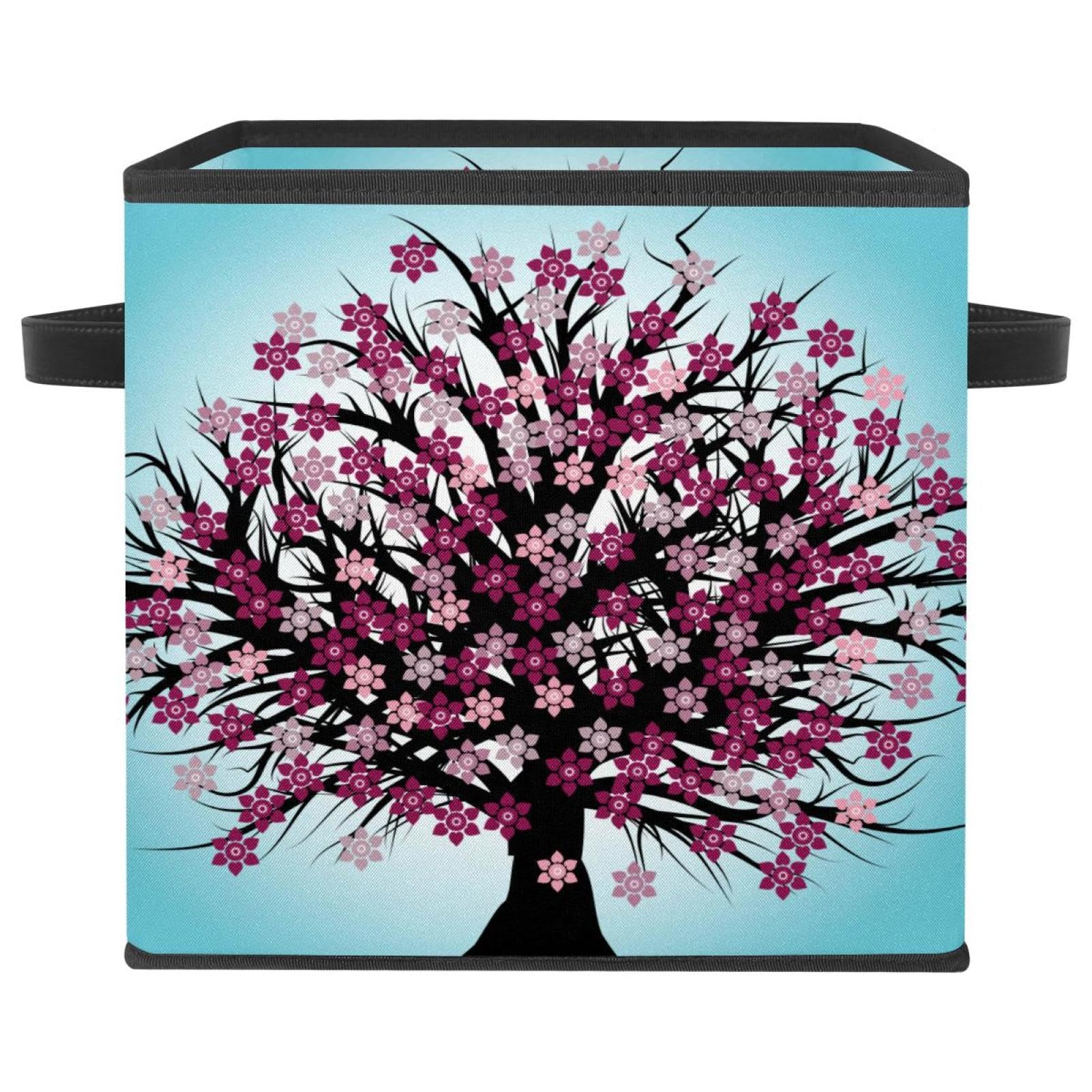 Boîte de rangement en tissu pliable arbre bleu pour placard de chambre
