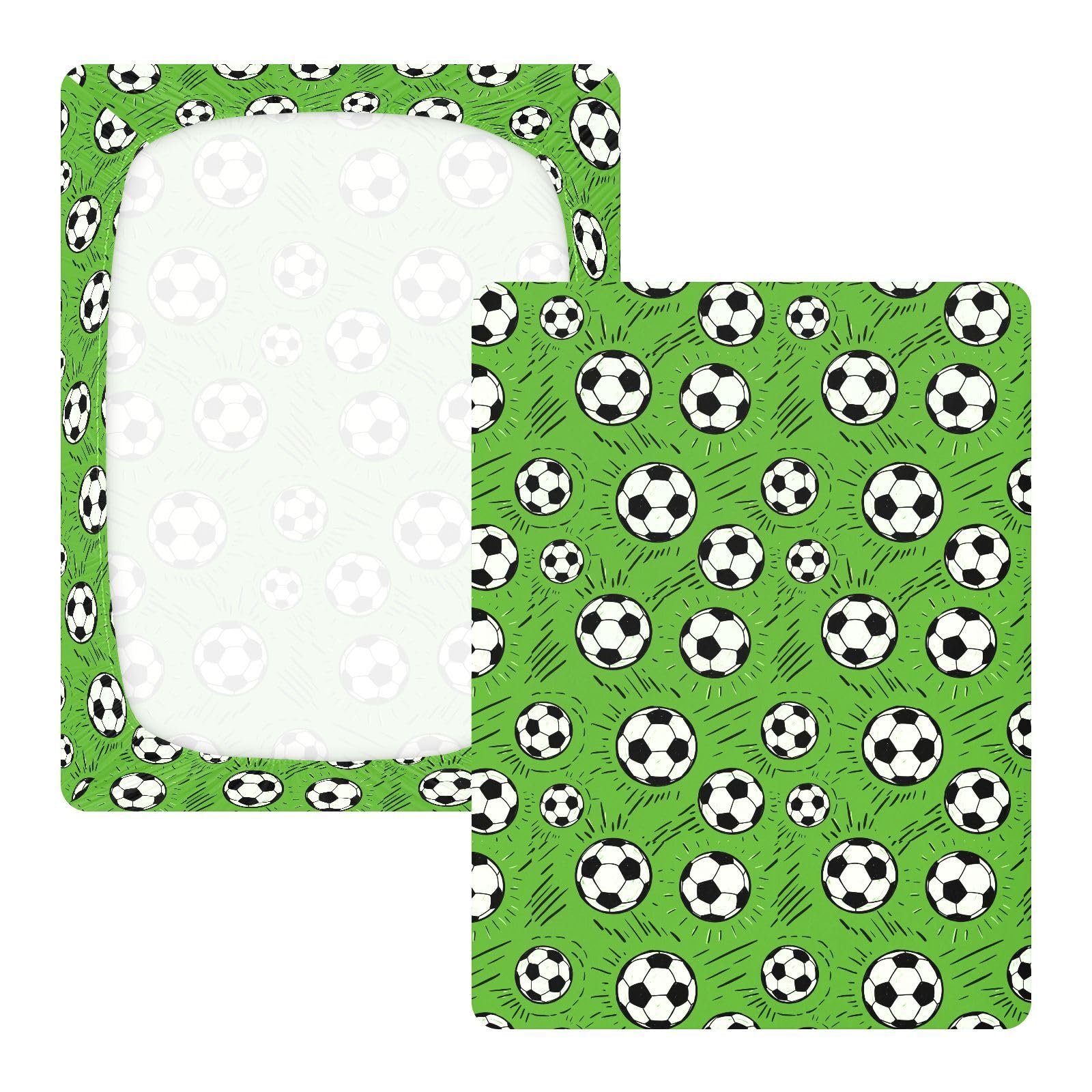 Babybettlaken für Jungen und Mädchen, weich, für Kleinkinder, Standardmatratze, Spannbetttuch, 71,1 x 132,1 cm, Fußball-Grün