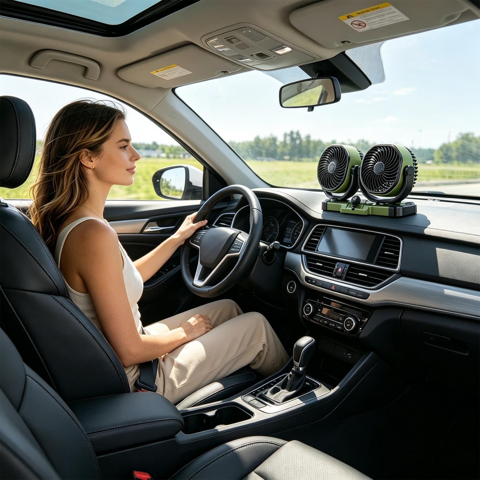 Podwójny Wentylator Samochodowy 2 Prędkości Cichy Obrót 360° | Wentylator Z Wtyczką Do Do codziennych dojazdów, podróży, biznesu, pick-up, SUV, ,