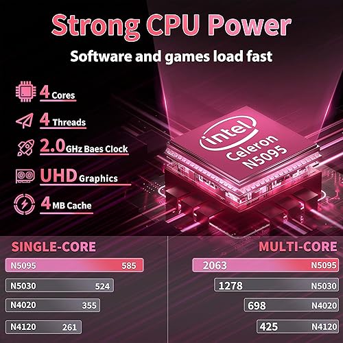 Miniatura 3 de Win11MS Office2019 Laptop de alta velocidad con pantalla grande FHD de 15.6 pulgadas de alto rendimiento, Celeron N5095 (2.0 Ghz) CPU 16G RAM +