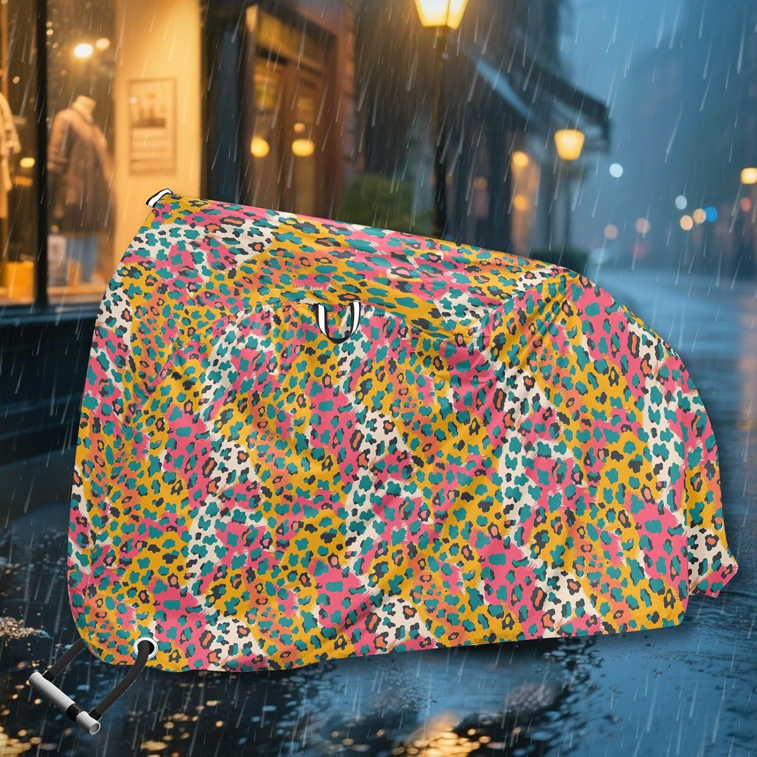ALAZA Colorful Leopard Print Bike Cover Waterproof Outdoor Ebike Bicycle Covers Tarp Protection for 1/2 Bikes, Sun UV Dust Wind Proof