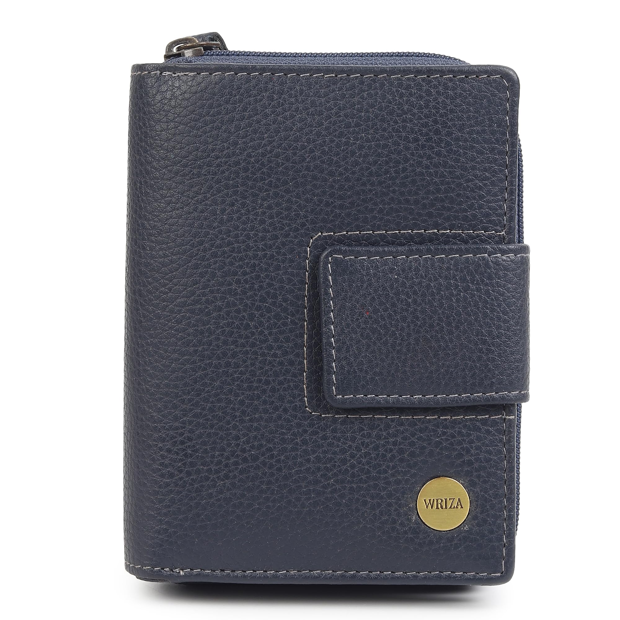 Women's Genuine Leather Wallet | Navy Blue RFID Protected Clutch Purse with 9 Card Slots, ID Window & Zipper Coin Pocket for Gifting-image-20