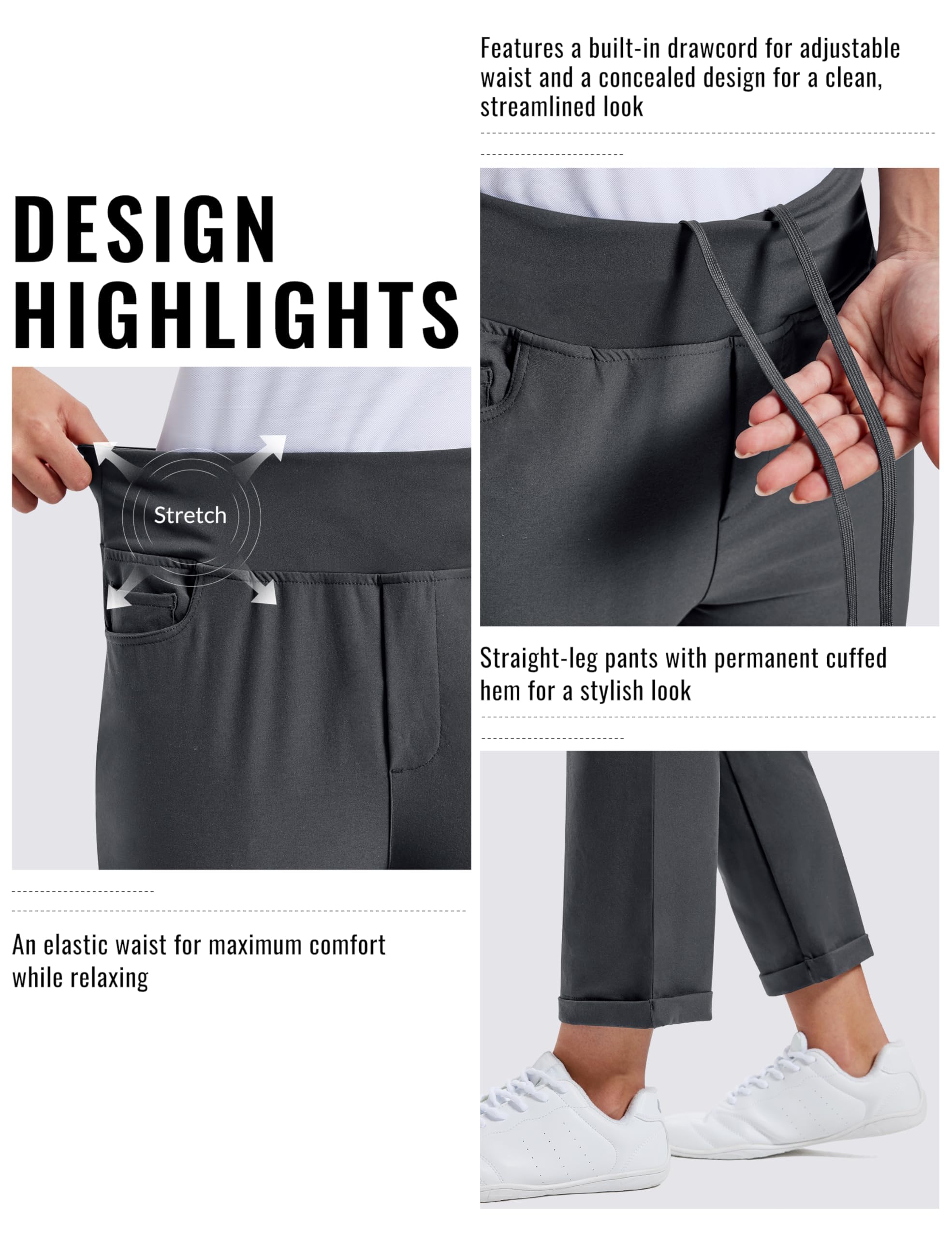 MoFiz Damen Golfhosen Lange Business Hose Elegante Stretch Golf Hose Wasserdicht Sonnenschutz Atmungsaktive Yoga Hose für Büro Arbeit Sport