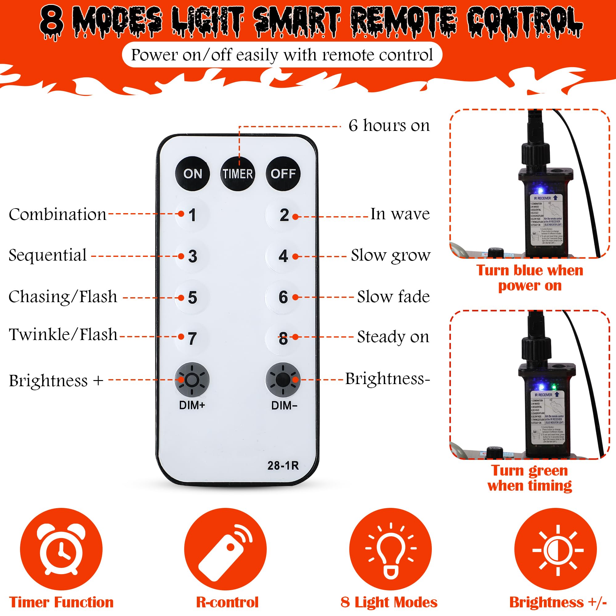 Halloween Skeleton Yard Decoration, Graveyard Decorations with 8 Mode ...