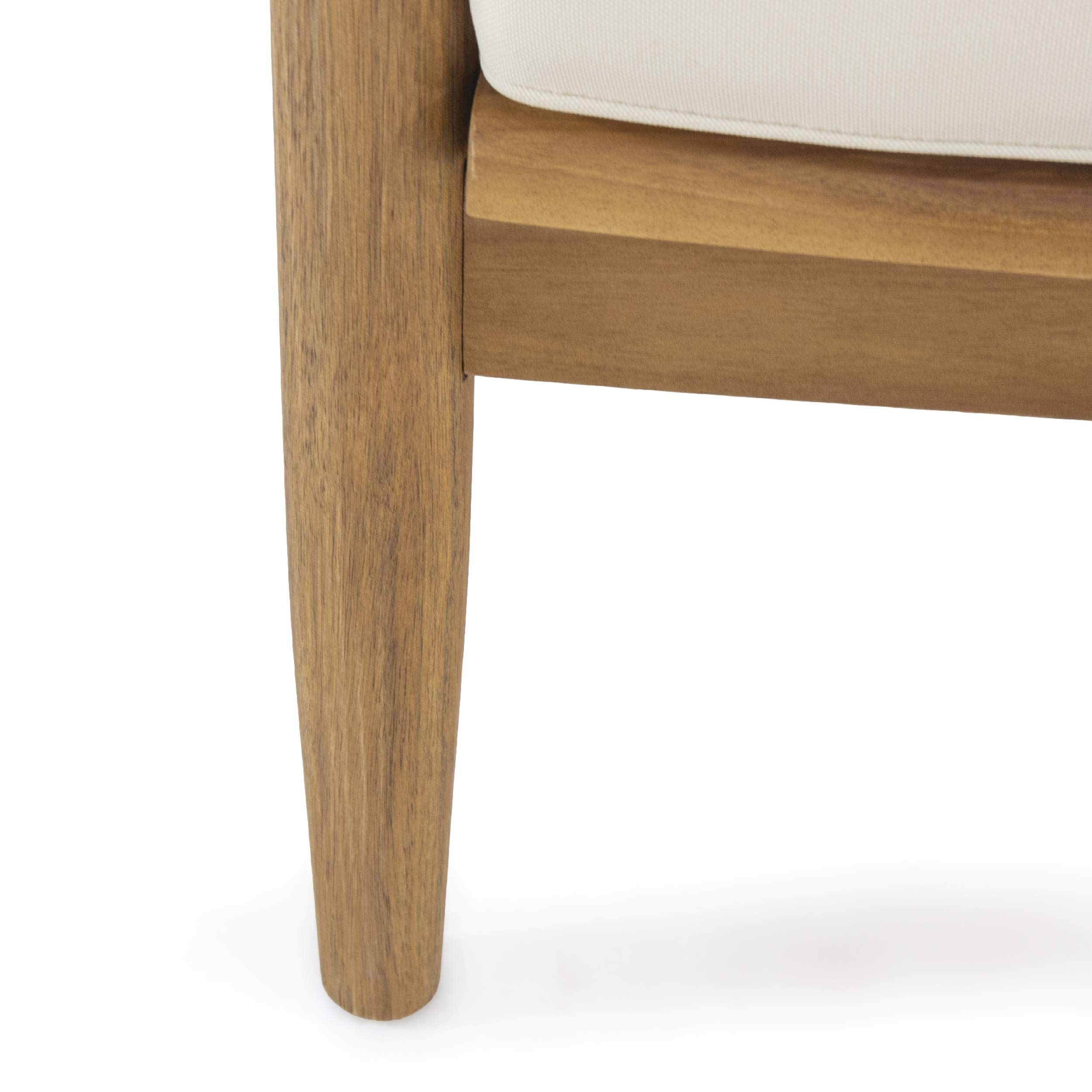 Felix - Silla de club de madera de acacia para exteriores (juego de 2), acabado de teca, beige 6