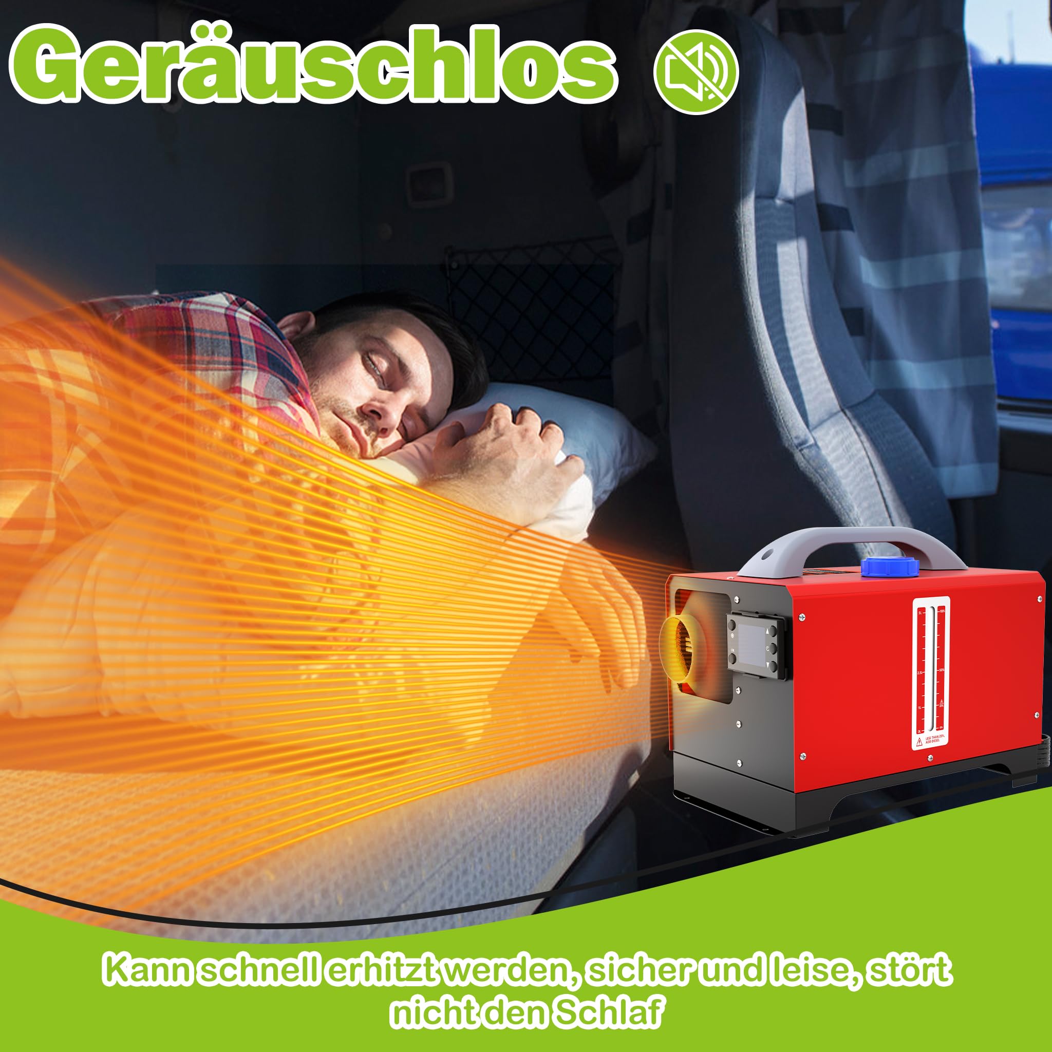 XMTECH 12V 8KW Diesel Standheizung, Luftheizung mit Fernbedienung, LCD-Display & Schalldämpfer, Horizontale Diesel-Luftheizung für Auto, Wohnmobil, LKW, Rot