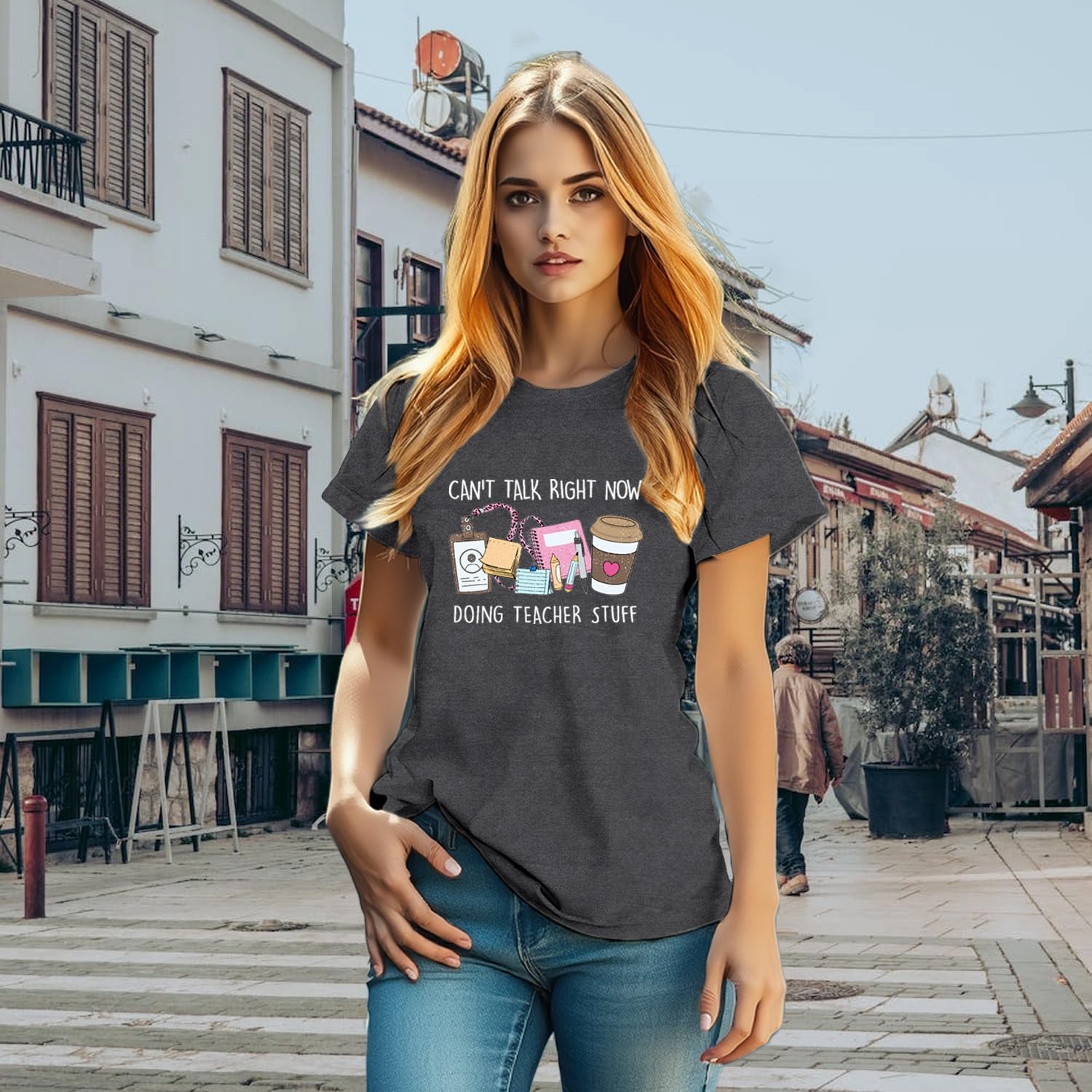 Womens Teacher Shirts Teaching T-Shirt Doing Teacher Stuff Tee Tops - Image 3