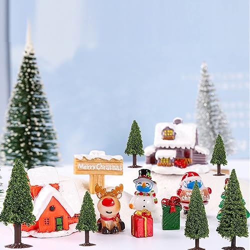 Miniatura 6 de 10 piezas de paisaje verde modelo de paisaje cedro tren paisaje paisaje pino miniatura diorama árboles modelo mixto para la arquitectura de