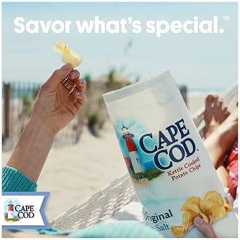 Cape Cod Potato Chips, Less Fat Original Kettle Cooked Chips, 5 Oz (Pack of 8)