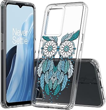 Aquaflex Phone Case Compatible with OnePlus Nord N300 Slim Design Full Body Reinforced Corners Shockproof Drop Protection Blue Owl Dream Catcher