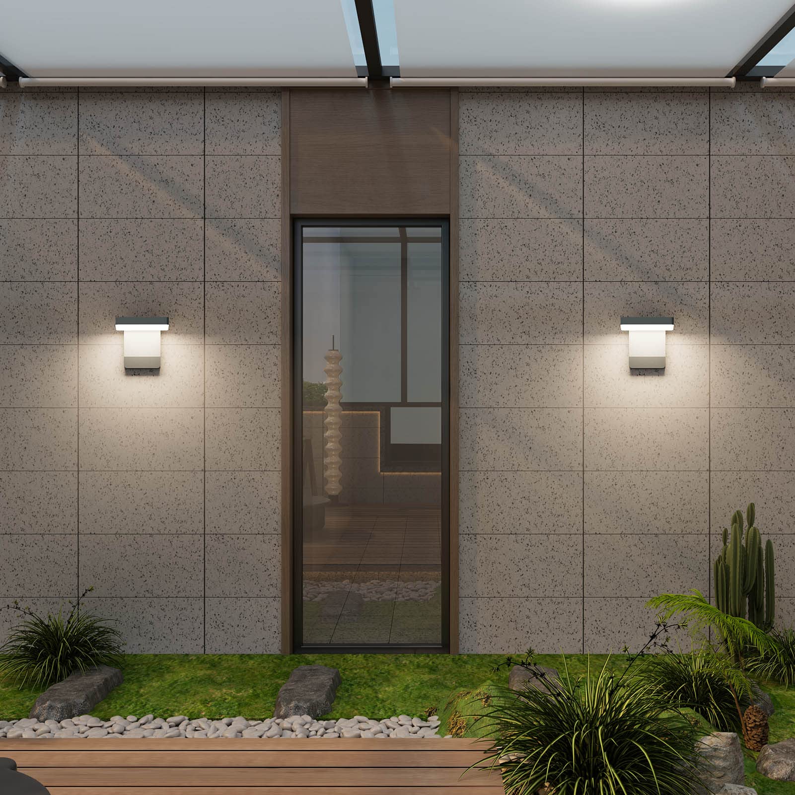 K-Bright 20 W, 1540 lm, LED, 4500 K, lampa, ścienny, balkon, garaż, ogrod, wodoodporny IP54, antracyt
