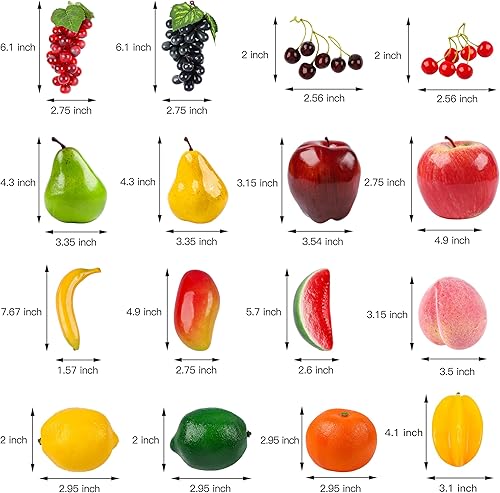 Miniatura 2 de Toopify Paquete de 20 frutas artificiales, frutas falsas para decoración del hogar, juego de frutas de simulación, decoración de fiesta de Navidad