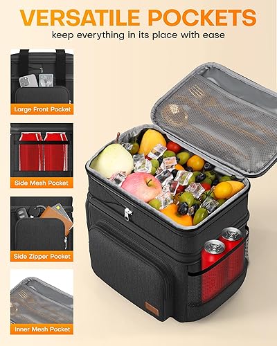 Miniatura 5 de HOTOR Lonchera para hombres y mujeres  Bolsa térmica de almuerzo a prueba de fugas con correa ajustable, múltiples bolsillos para oficina, picnic,