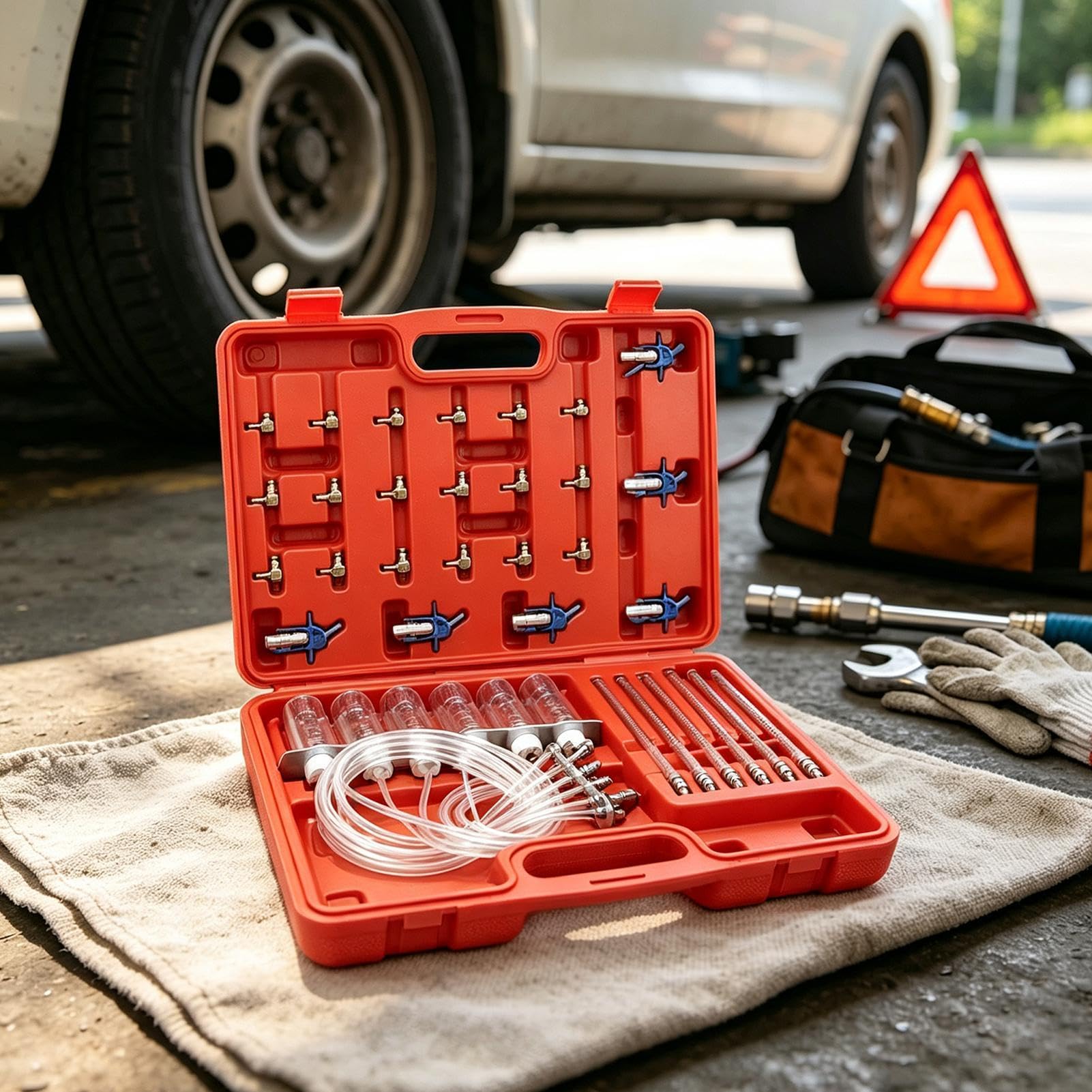 Kit Probador de Herramienta Medidora Flujo para 6 Cilindros con Inyector y | Manómetro Presión Riel Para Motocicleta, , Fueraborda, Marino, ATV, Motor, Coche, Camión