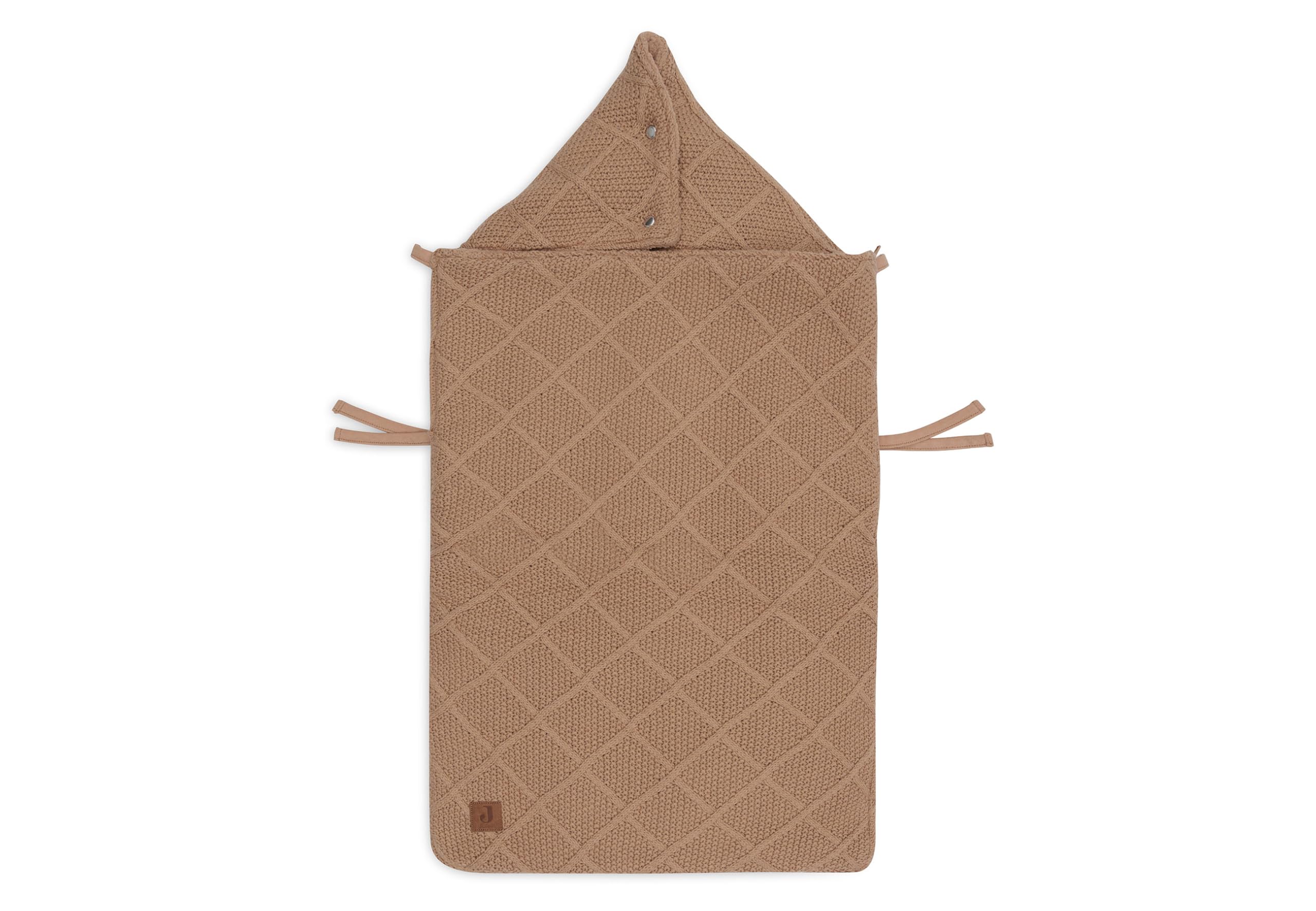 Jollein Chancelière Check Knit Biscuit - Pour siège auto groupe 0+ et poussette - Pour ceinture à 3 points et 5 points - Motif tricoté et doublure en polaire