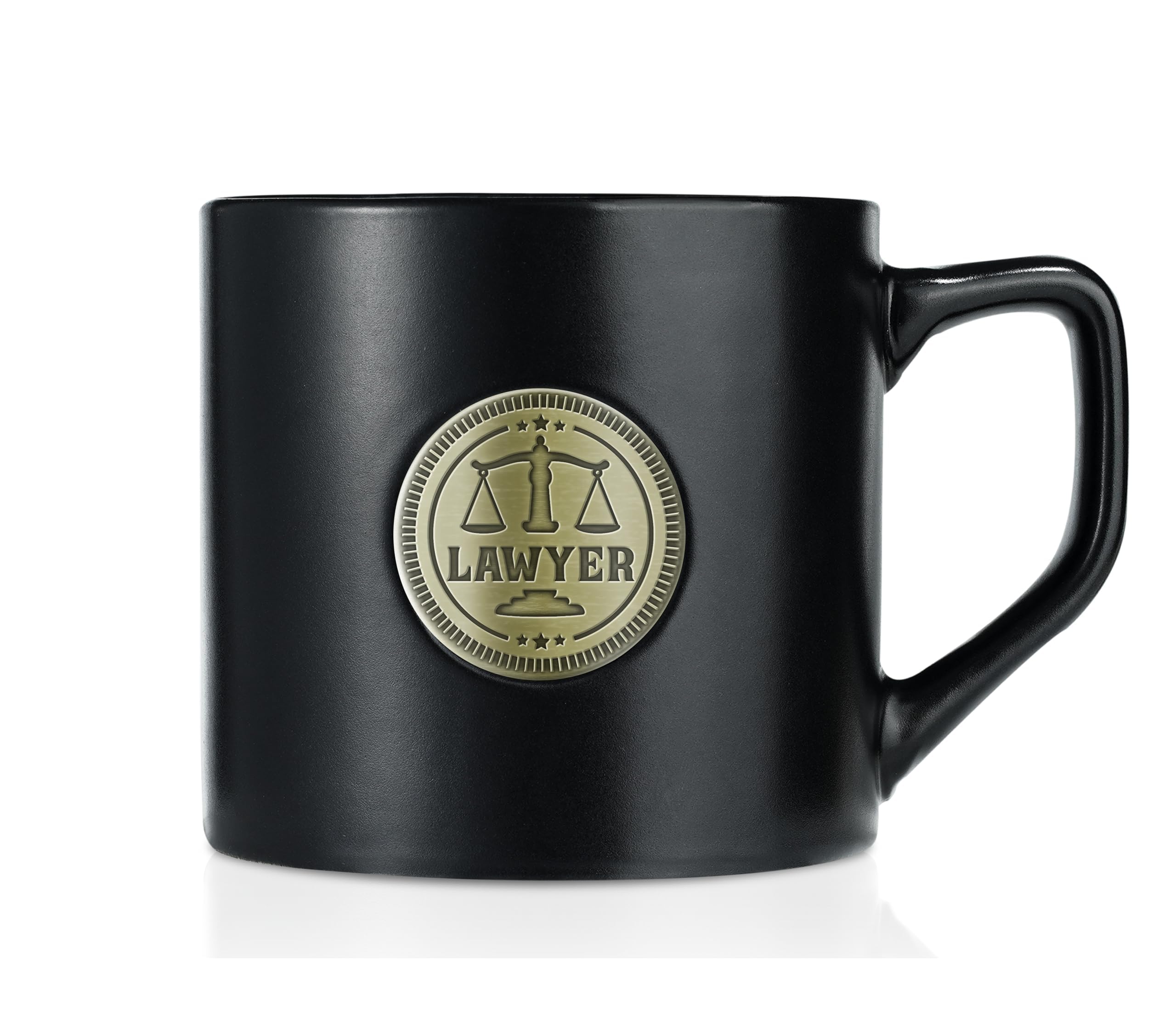 OnebttlLawyer Gifts Coffee Mug for Men and Women, Ceramic Mug with Golden Badge, 15oz/450ml Mug for Birthday, Christmas, Retirement - Lawyer