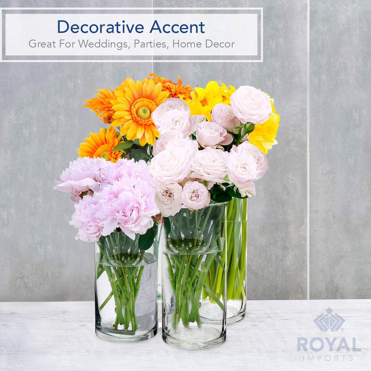 Royal Imports Glass Cylinder Flower Centerpiece Vases Set of 4 - Hurricane Candle Holder Pillar, Floating, Tealights - Use for Floral, Wedding, Home Decor, Holiday Includes 4 Floating Candles - Image 4