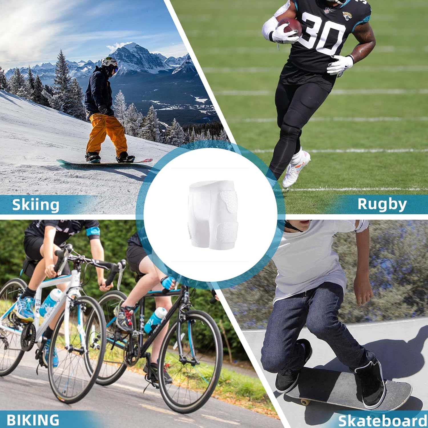 Football Girdle/Shorts for Men Youth 5-Pad Girdle Football Padded Compression Shorts Hip Thigh Protector Basketball Girdle Shorts - Image 7