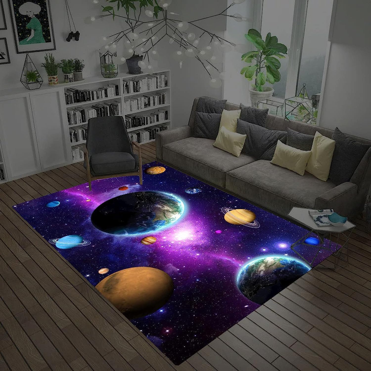 Tapis antidérapant 3D planète colorée 120 X 160 cm pour sécuriser le sol des jeux d'enfants