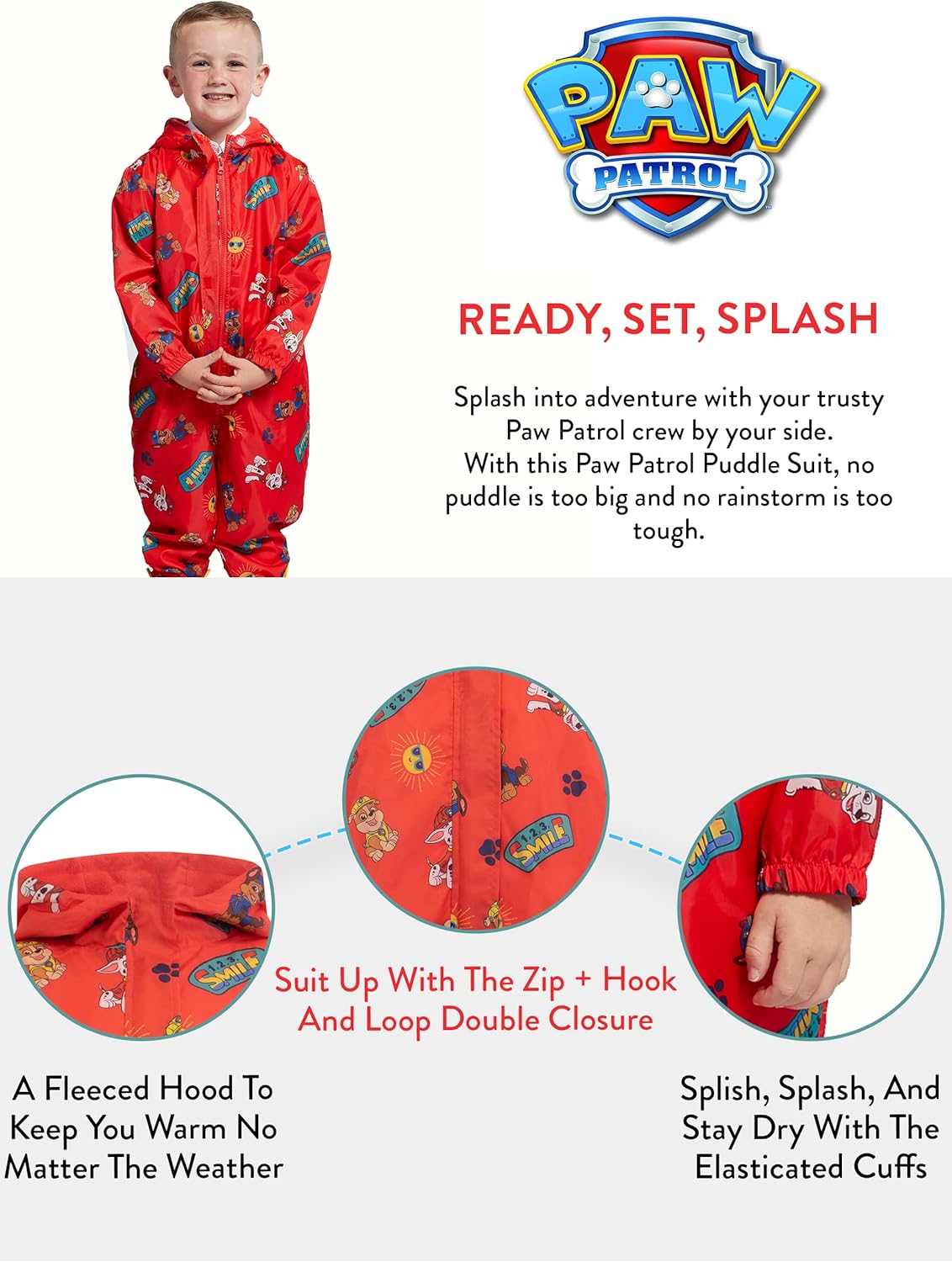Paw Patrol Rain Suit | Chase, Marshall and Rubble Waterproof Coverall for Toddler