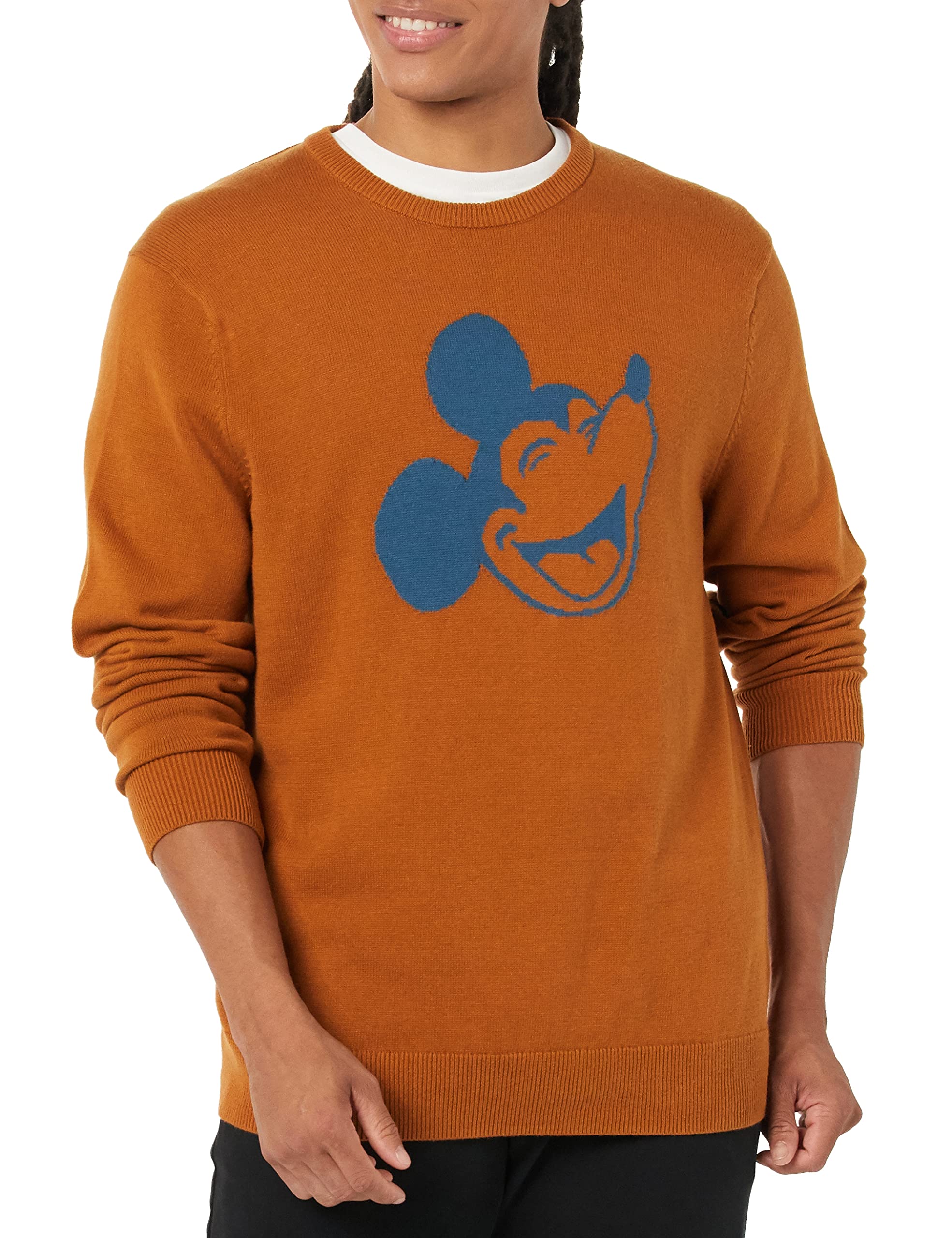 Amazon Essentials Disney | Marvel | Star Wars Men's Crew Sweaters, Happy Mickey, L