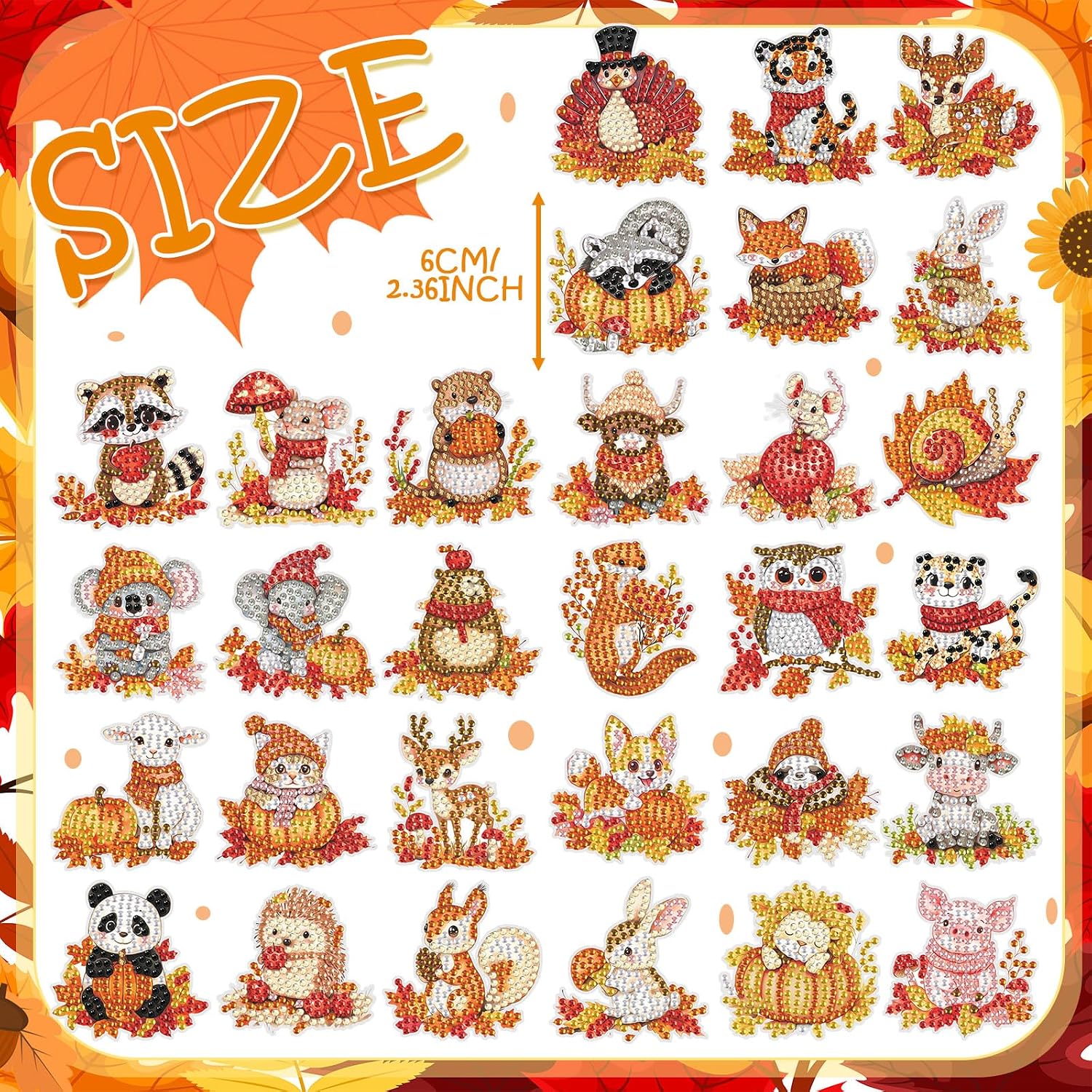 Xuhal 30 Pcs Fall Animal Diamond Painting Magnet Diamond Art Kits for Adult image 2