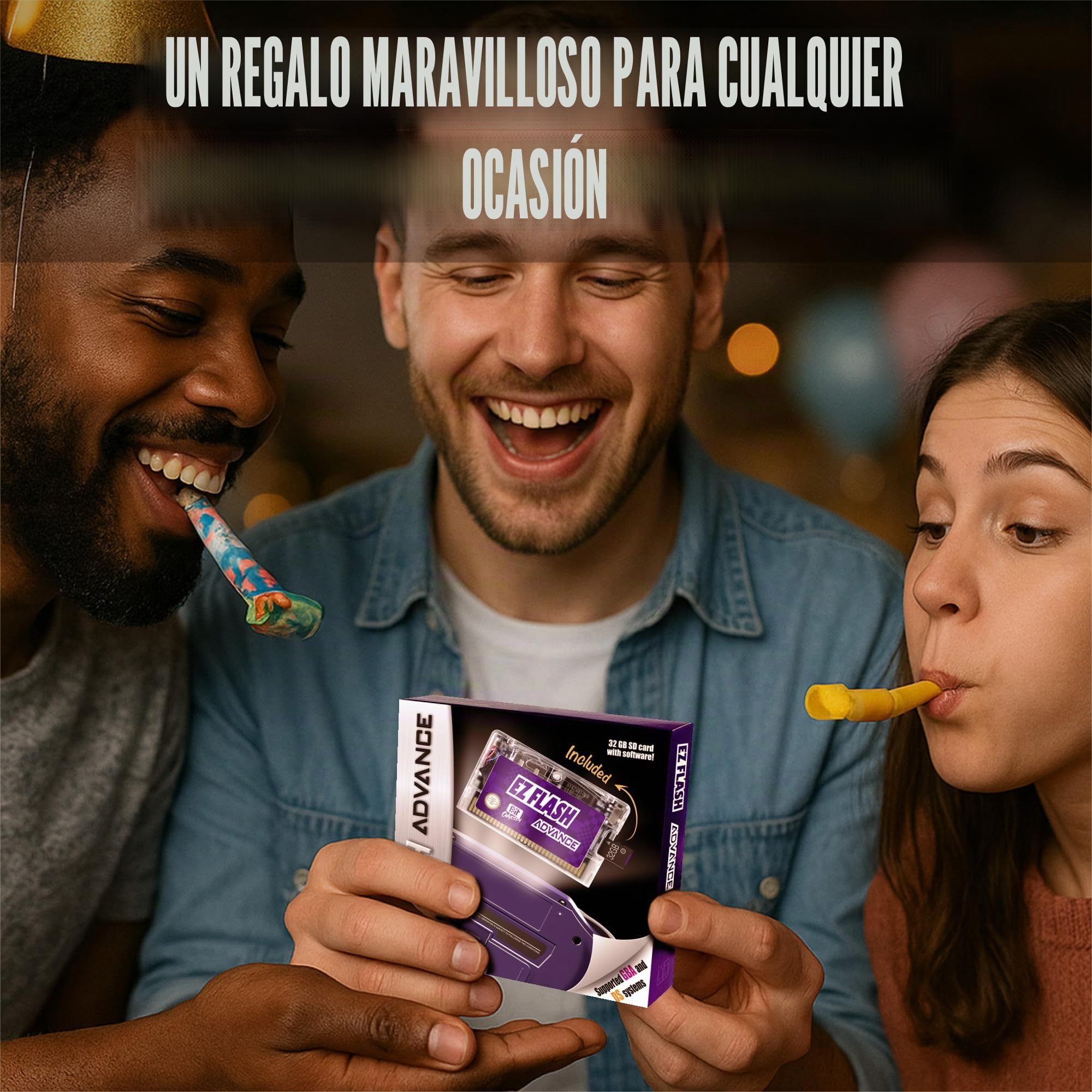 EZ Flash AIR Advance. Carrito flash con temática retro para GBA + tarjeta SD de 32 GB precargada con juegos | Embalaje de coleccionista