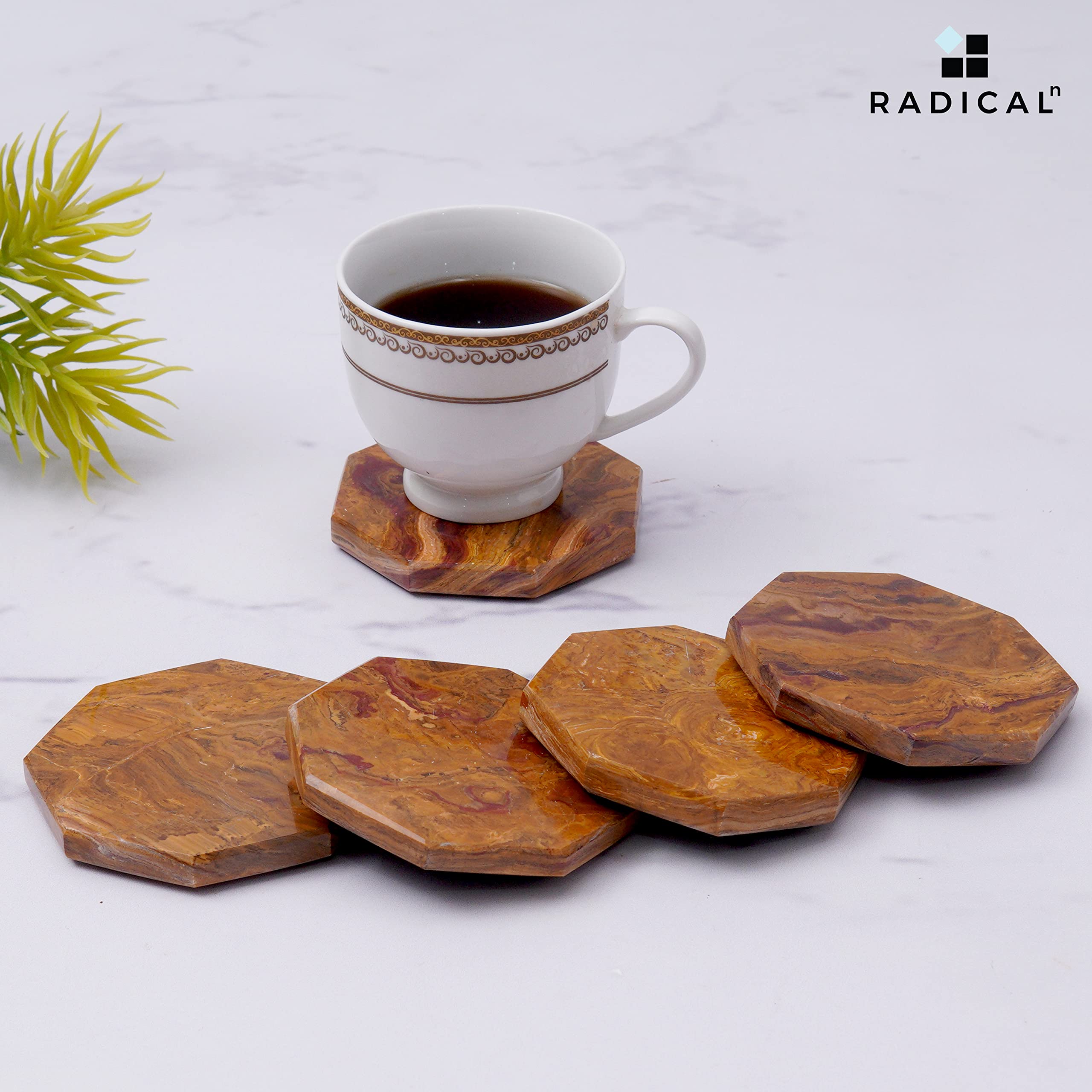 Radicaln Marble Coasters for Drinks 3.5" Inches Star Handmade Drink Coasters for Desk Set of 6 Coaster Plates & Coffee Mug Coasters Set for Kitchen Table top