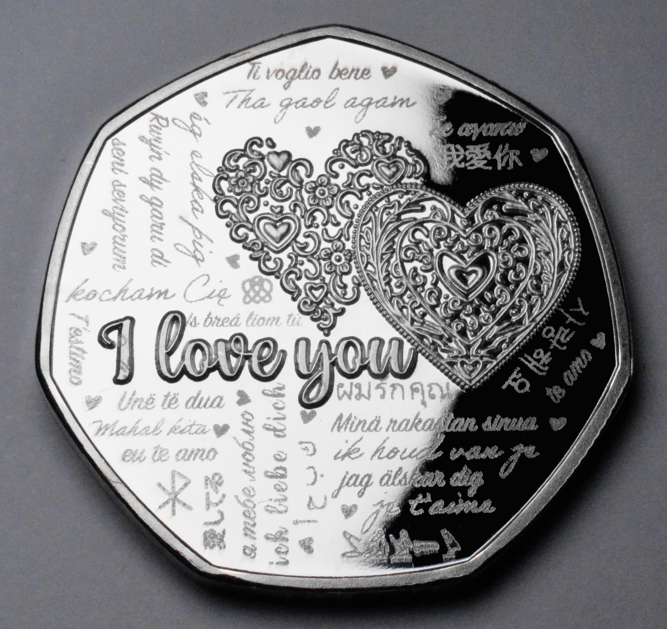 The Commemorative Coin Company Silver Happy Valentine's Day 'I Love You' Commemorative. Husband/Wife/Girlfriend/Boyfriend/Partner Gift/Present
