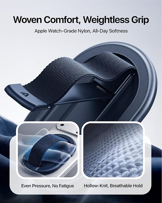 andobil [2026 All-New] Magnetic Phone Grip for MagSafe w/Finger Strap [Comfortable & Durable] Magnetic Phone Ring Holder for MagSafe Accessories & iPhone 17 Air 16 Pro Max Plus 15 14 13 12, Deep Blue