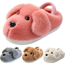 Toddler Slippers for Boys and Girls, Cute 3D Cartoon Animal Soft Faux Fur Lined Warm House Shoes, Kids Winter Indoor Slippers