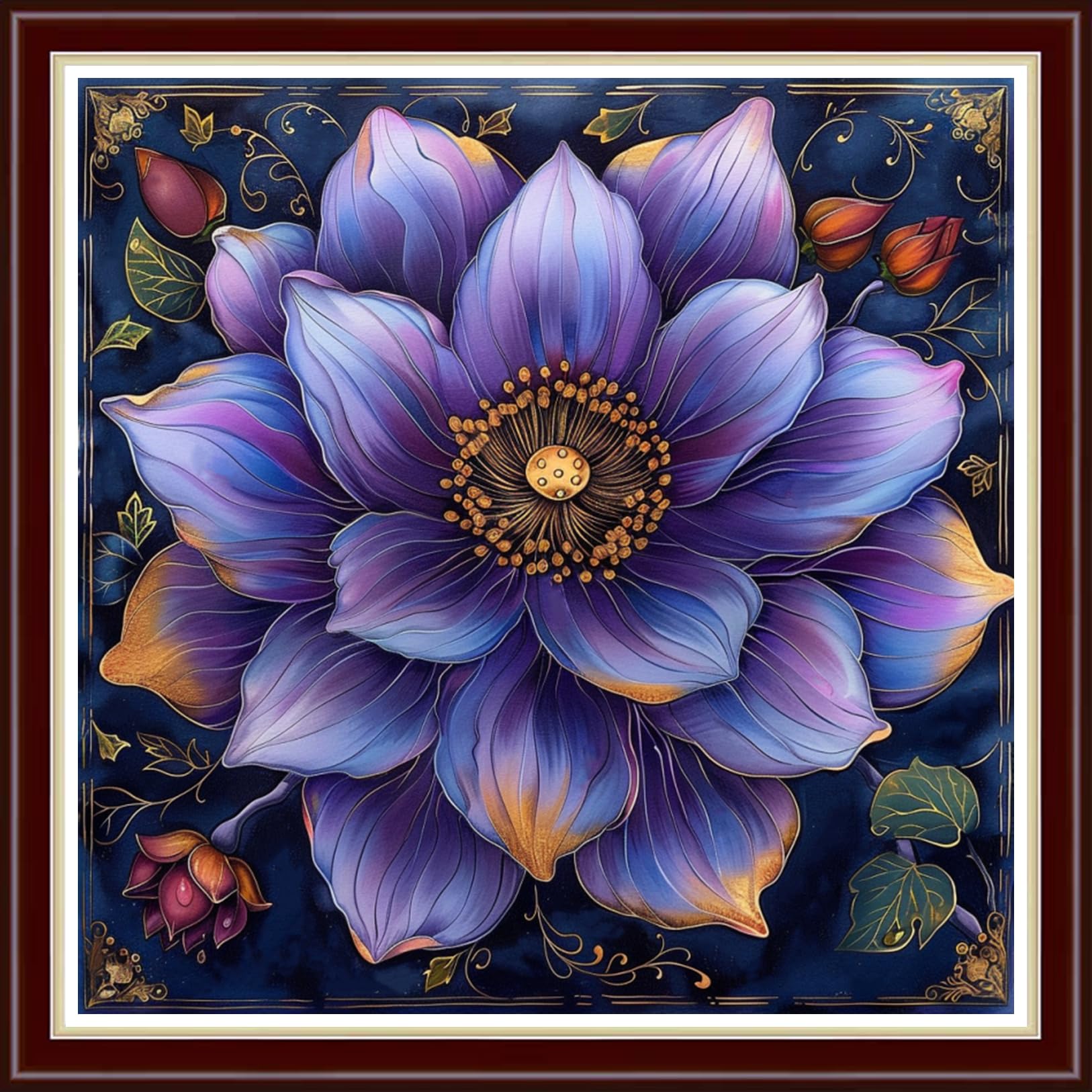 Fanxvivy Stamped Cross Stitch Kits for Beginners Full Range of Cross Stitching Preprinted Embroidery Kits for Adults, 11CT Embroidery Pattern Needlepoint Kits- Magic Mandala 18×18 inchs
