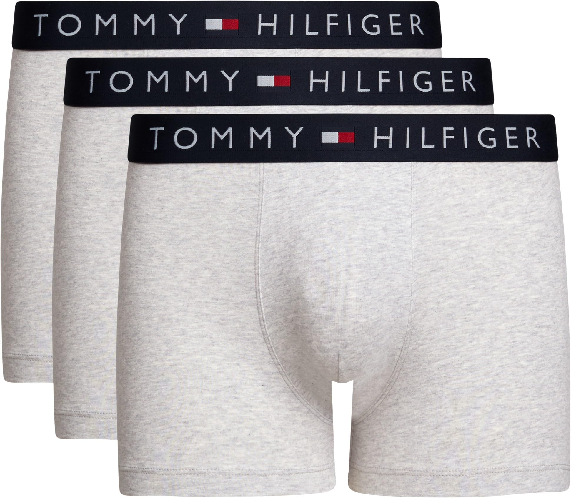 Tommy Hilfiger Men’s 3 Pack Cotton Trunks with Stretch, Grey (Grey Htr/Grey Htr/Grey Htr), S