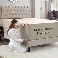 Vista 192 de Empyrean Charcoal Grey Extra Deep Pocket Fitted Sheet Full Size, Hotel Luxury Deep Pocket Full Size Fitted Sheet Only Easily Fits 18 to 24 Inch