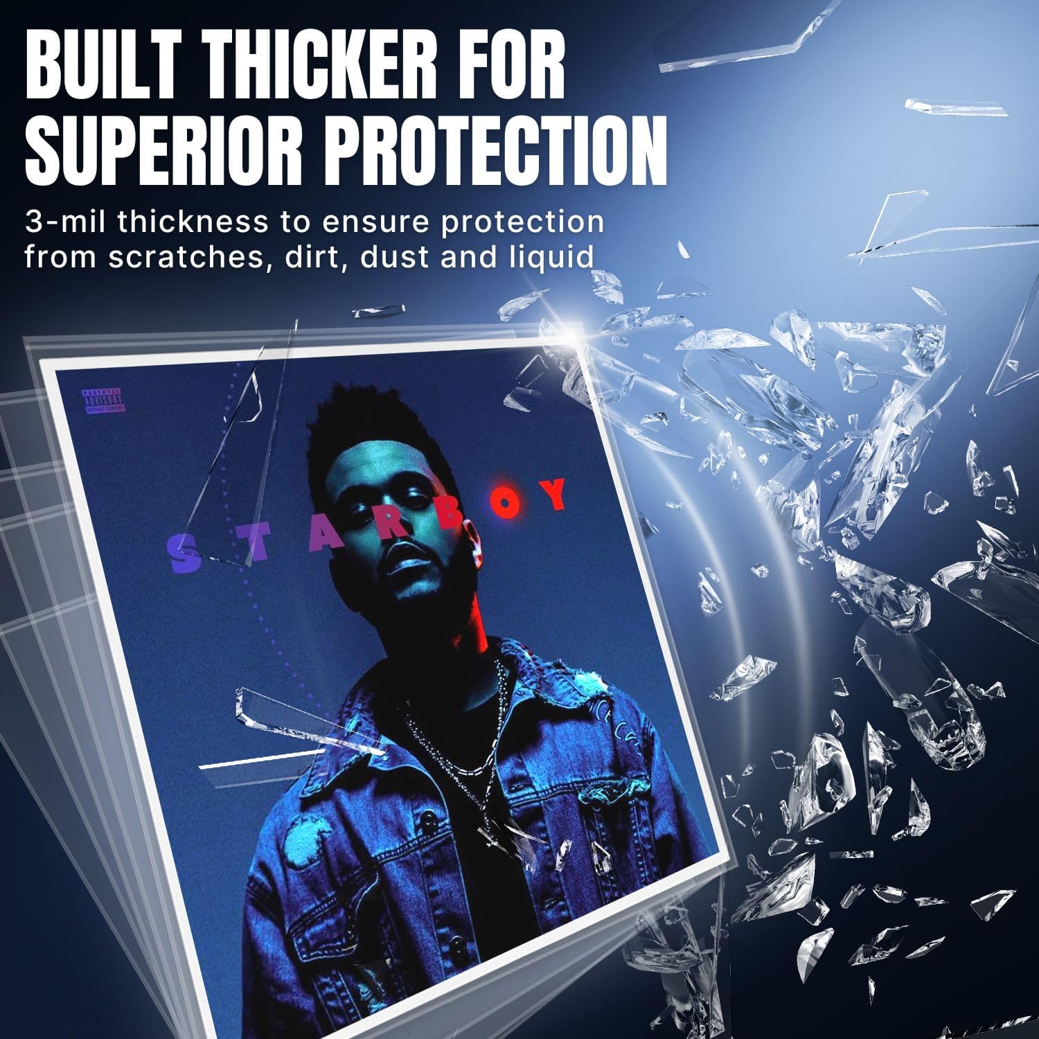 TNP 100 Vinyl Outer Sleeves Cover - Thick 3 Mil Vinyl Record Album Protective Sleeves 12.75" x 12.75" - Crystal Clear Plastic Record Sleeve for Single & Double LP Album Covers Storage Collection