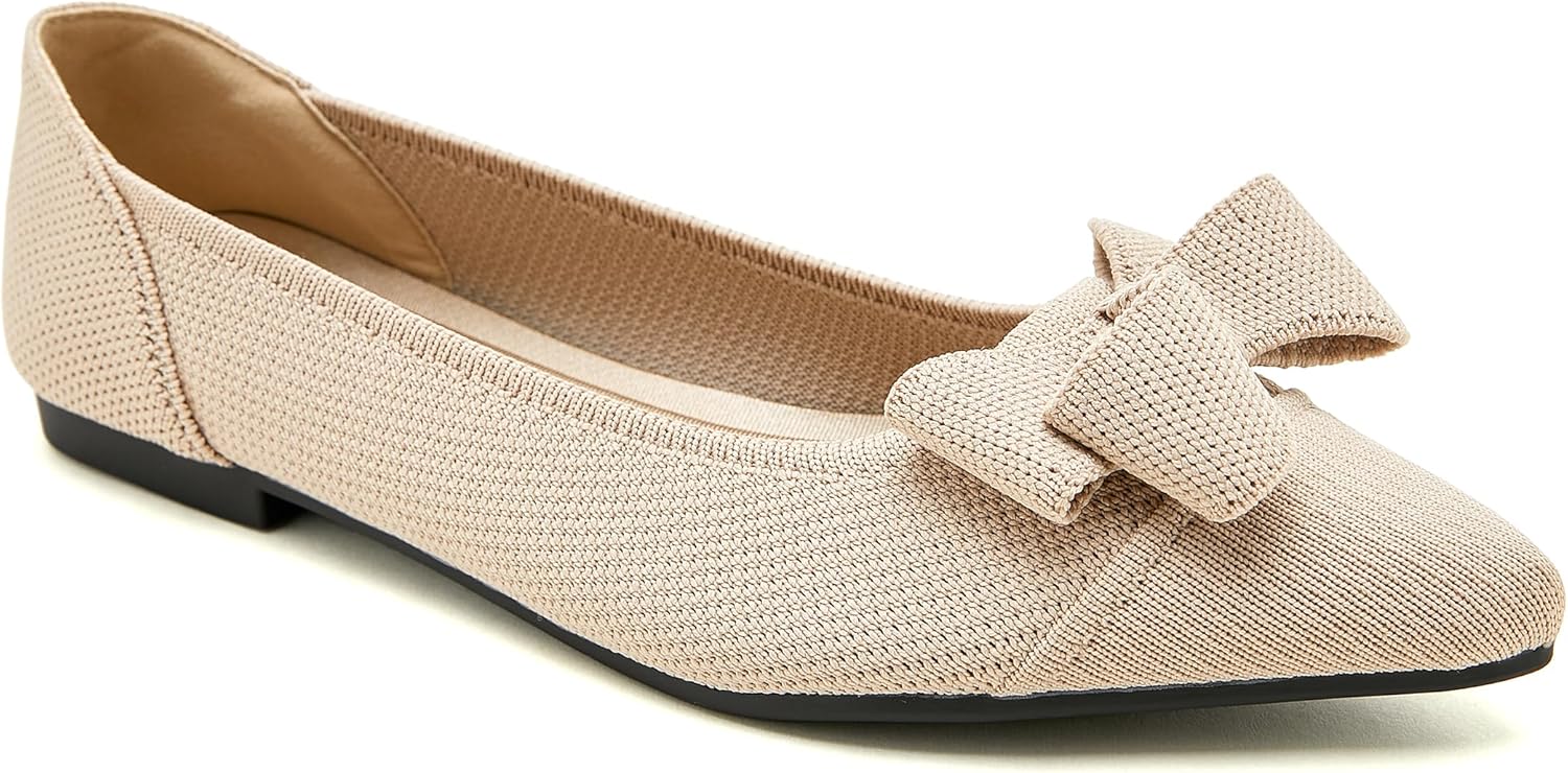 Womens Flats Shoes Pointed Toe Knit Mesh Ballet Flats with Bowknot Comfortable Dressy Washable Flat - Image 7