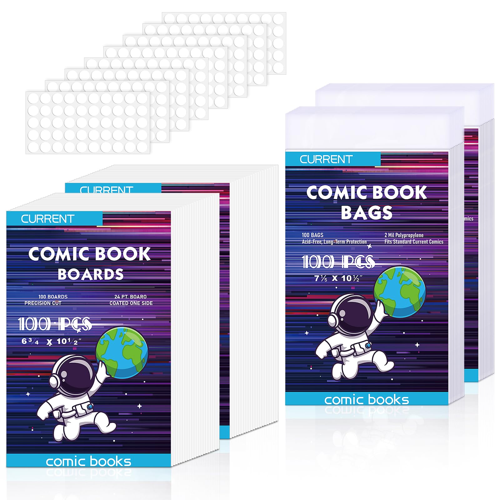 YSCare 200 Pack Comic Book Bags and Boards, Thick Acid-Free Current Comic Books Backing Boards, Clear Book Sleeves Protector 7.15" X 10.5"