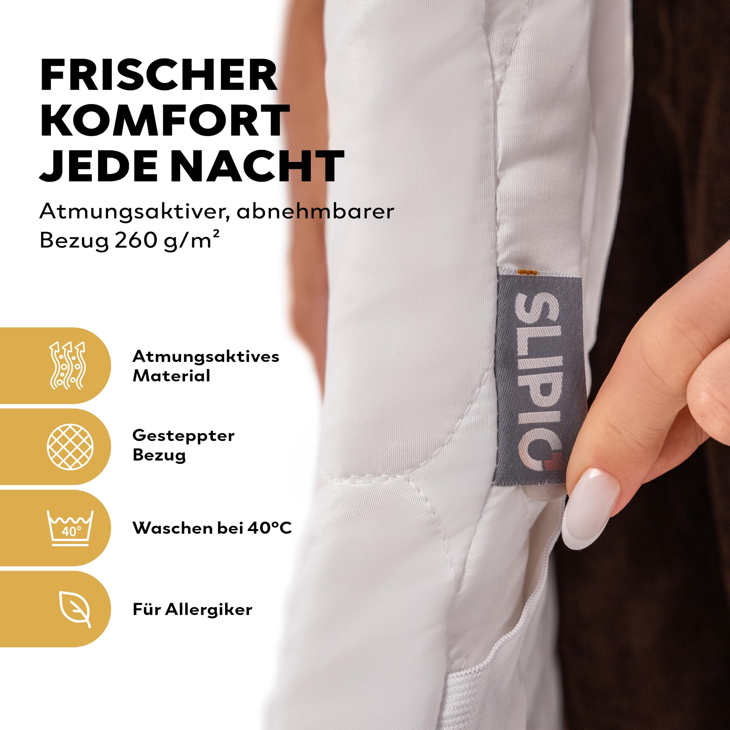 Matratzentopper 200x200 cm | 5 cm Höhe | Ergo+ orthopädischer Komfortschaum | Waschbar & Hypoallergen | Mattress Topper 200x200