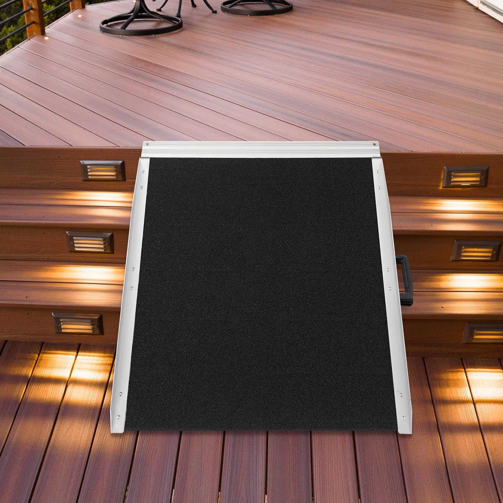 Rampa para silla de ruedas de aluminio de 600 lbs de capacidad de carga | Rampa plegable para silla de ruedas y andador | para escalones de hasta 22 cm de altura | Ayuda de movilidad con